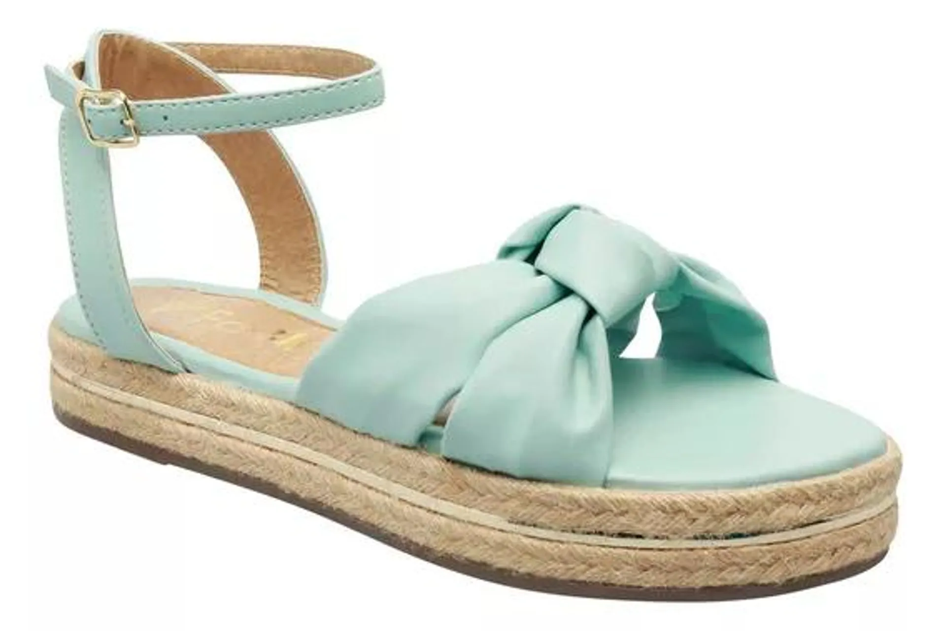 Sandalias Dama De Plataforma Yute Menta Trenza Wovina Fareli