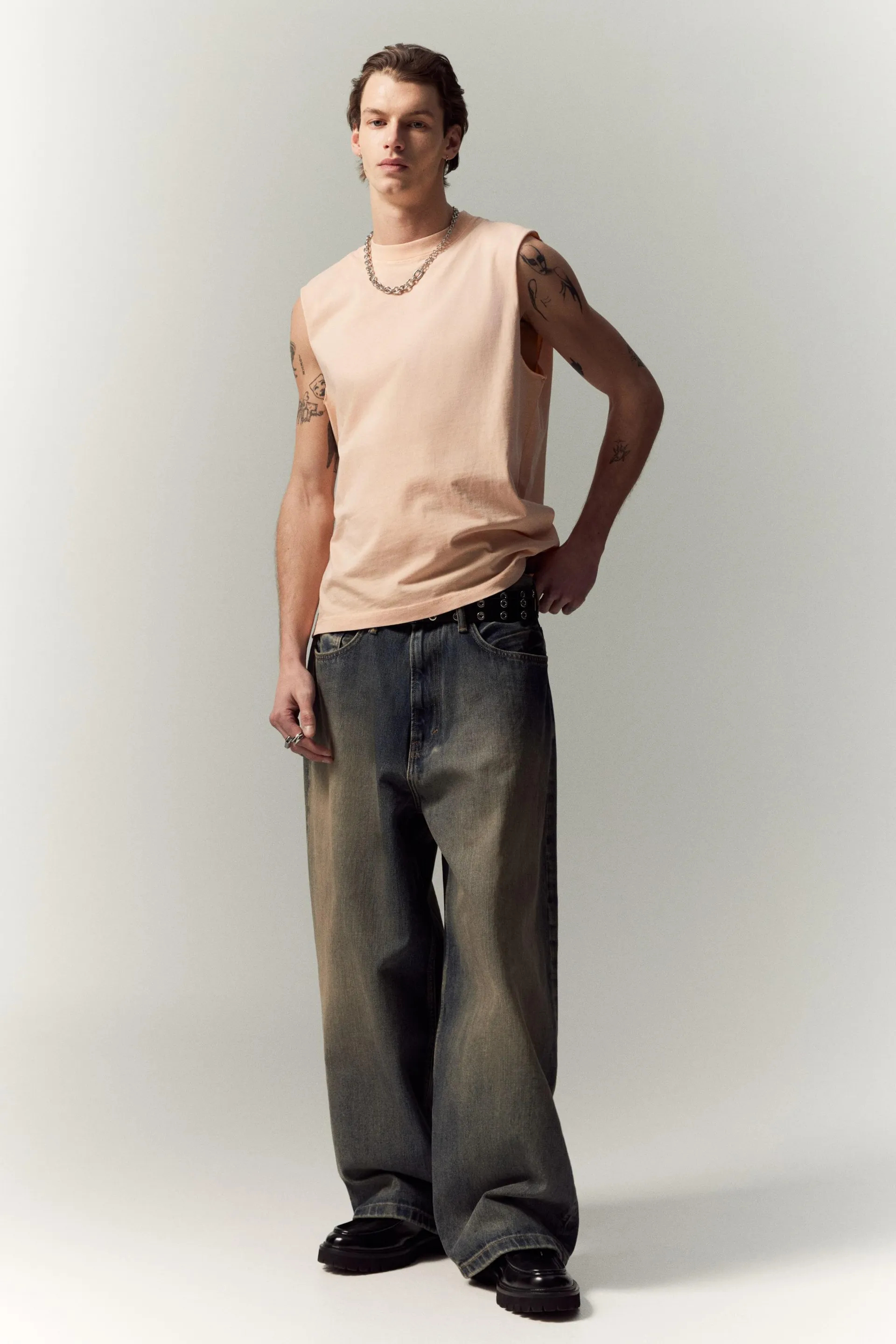 Playera sin mangas Regular Fit lavada