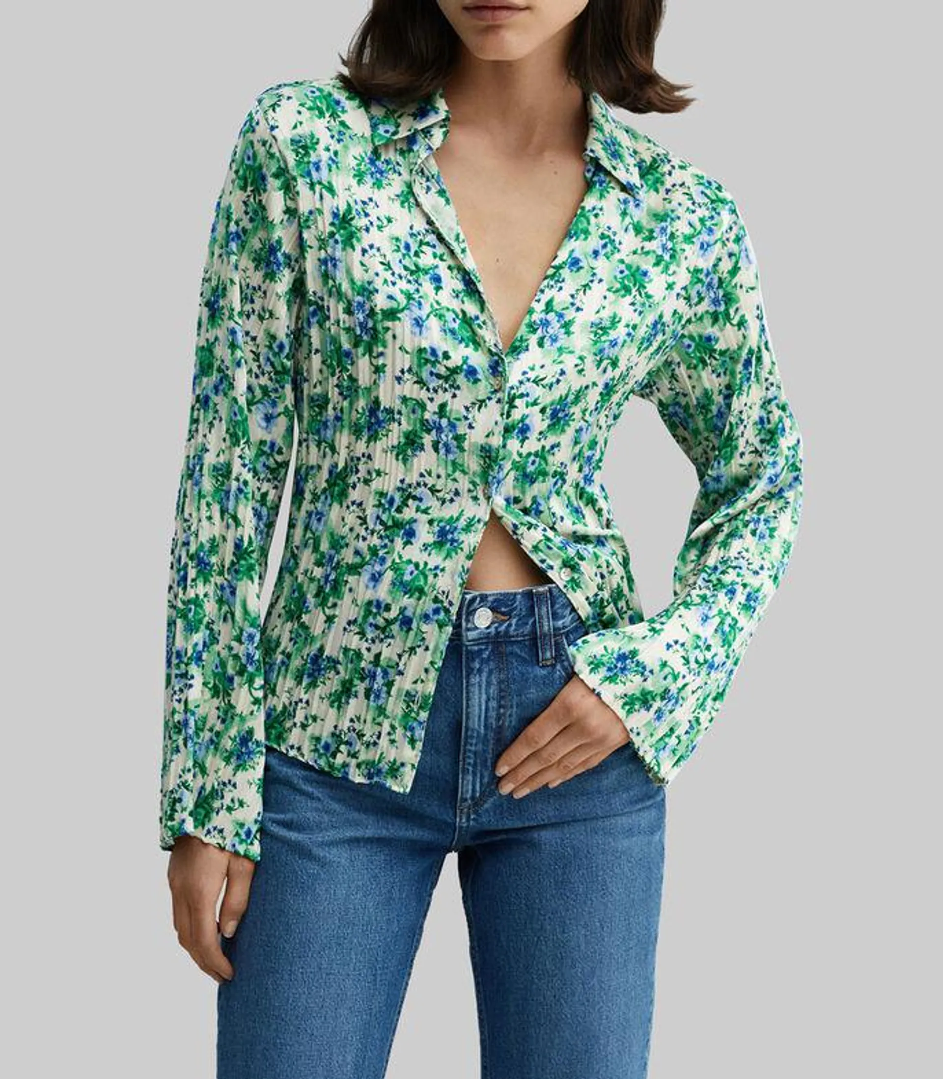 Camisa estampada manga larga Mujer
