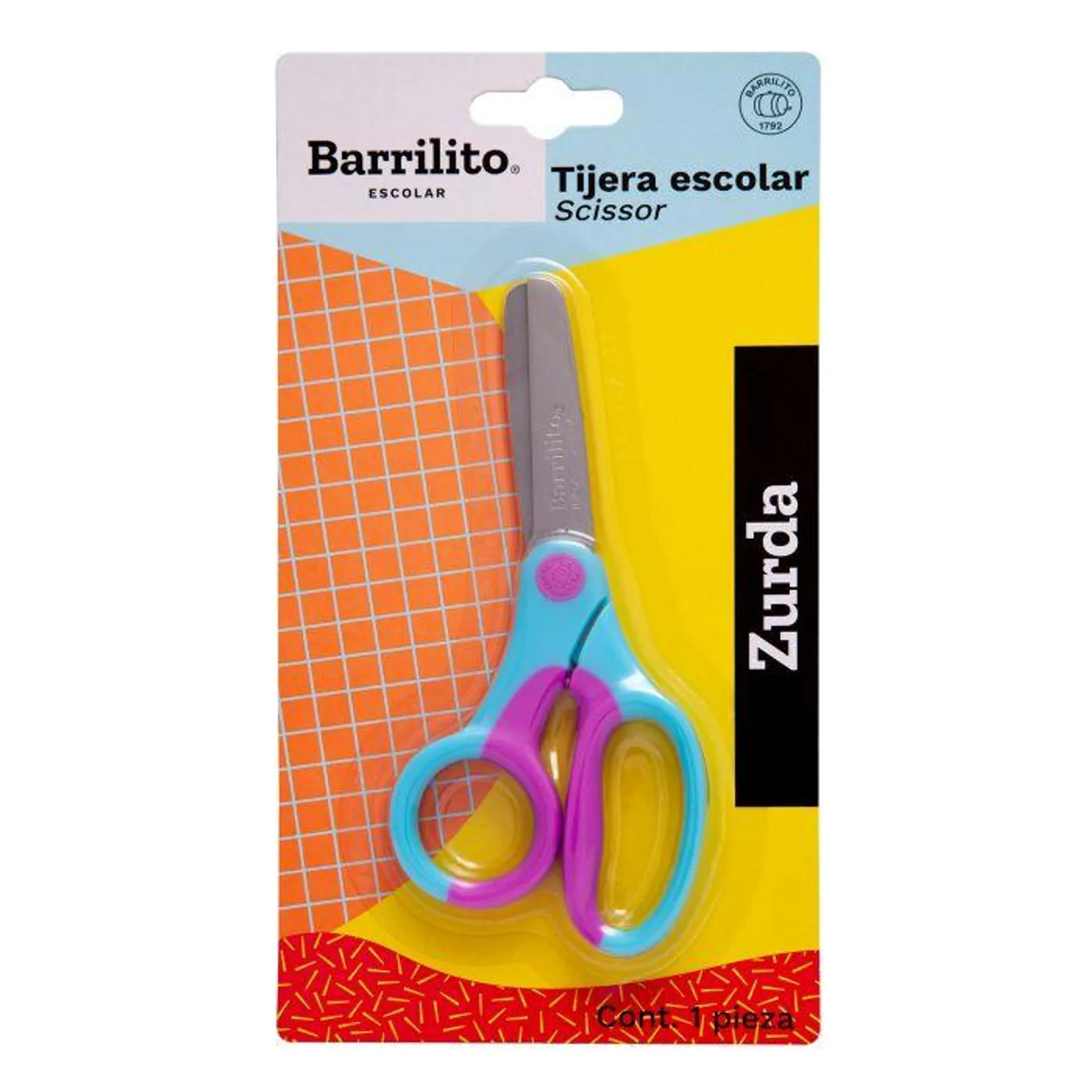 Tijera Escolar Zurda Barrilito 146-5Ni Punta Roma 5\" (12.7 Cm) Mango P