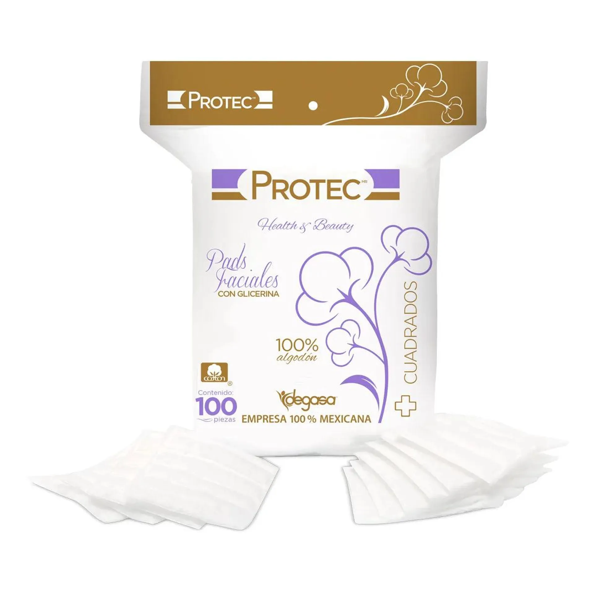 PADS DESMAQUILLANTES CUADRADOS 100 PADS - PROTEC