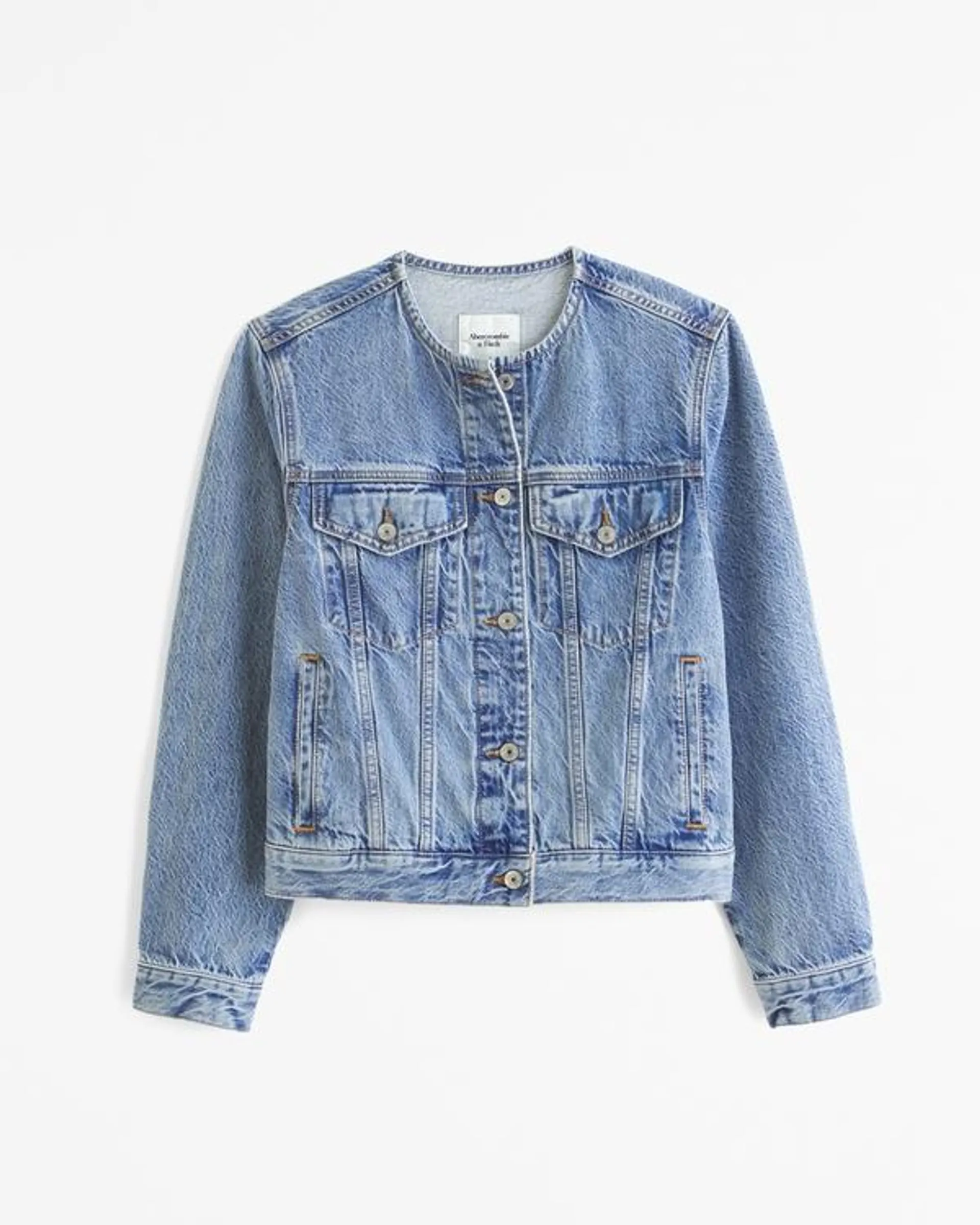 Collarless Denim Jacket