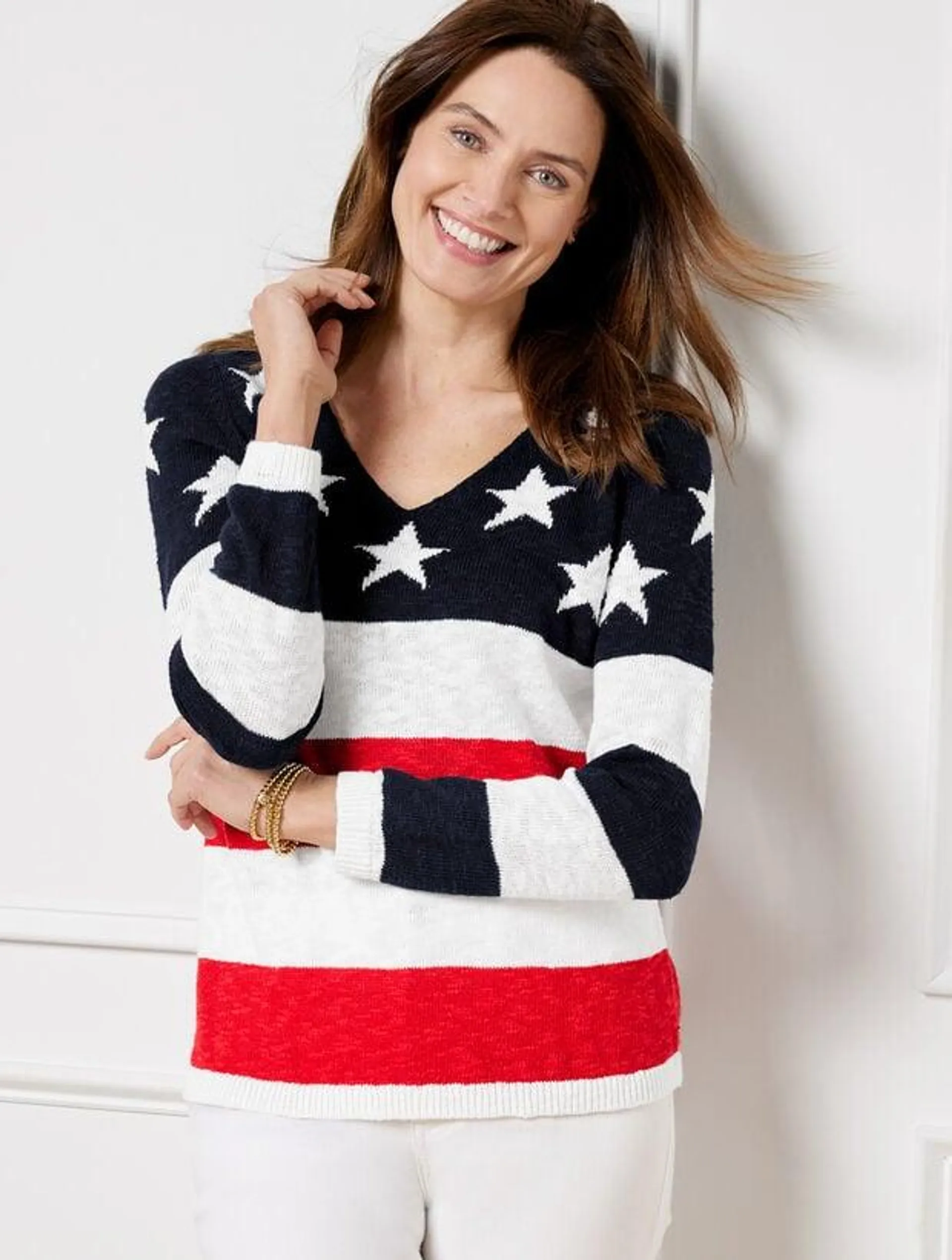 V-Neck Sweater - Americana Flag