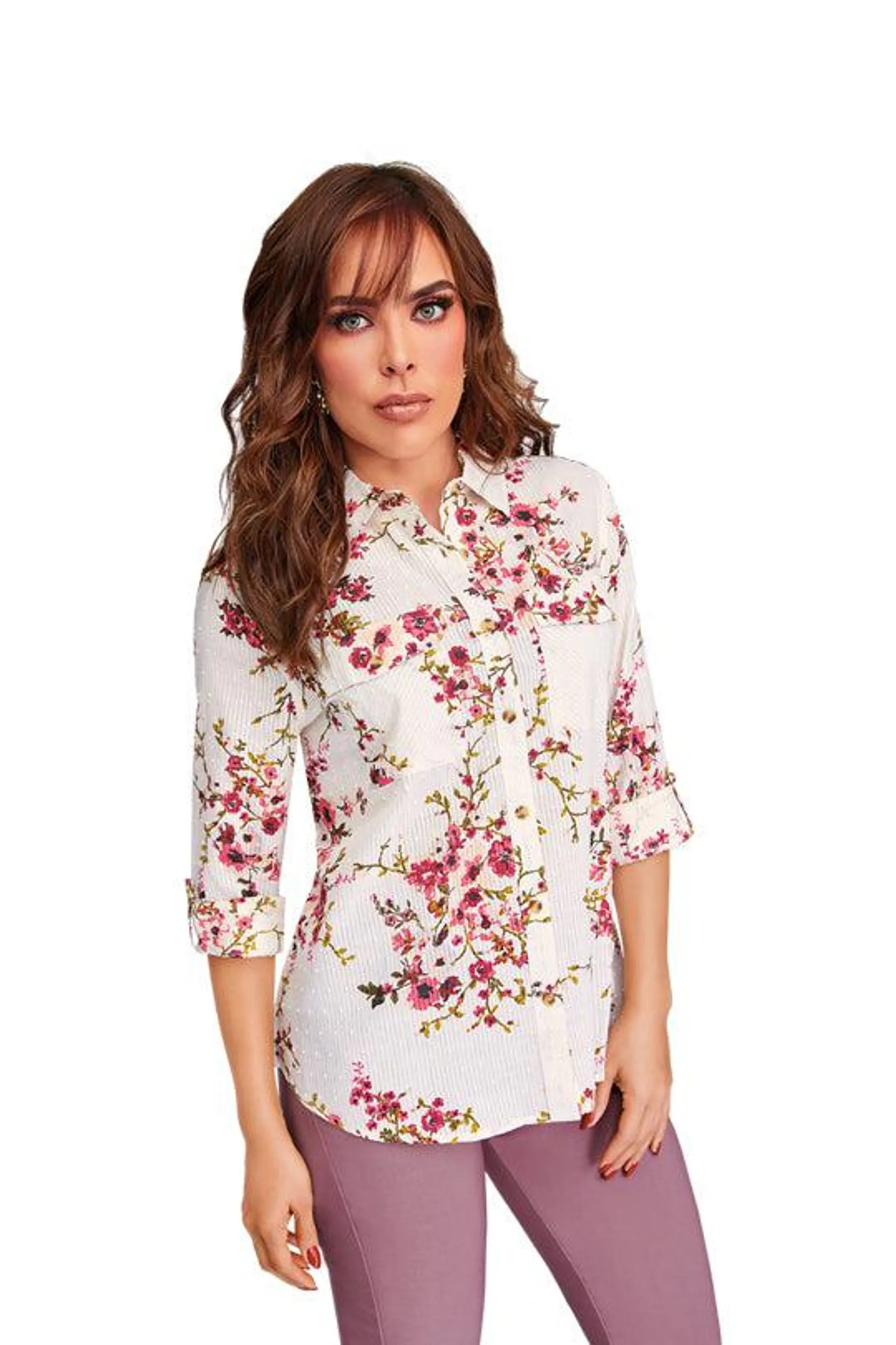 Camisa estampado de flores con plumetti 99245