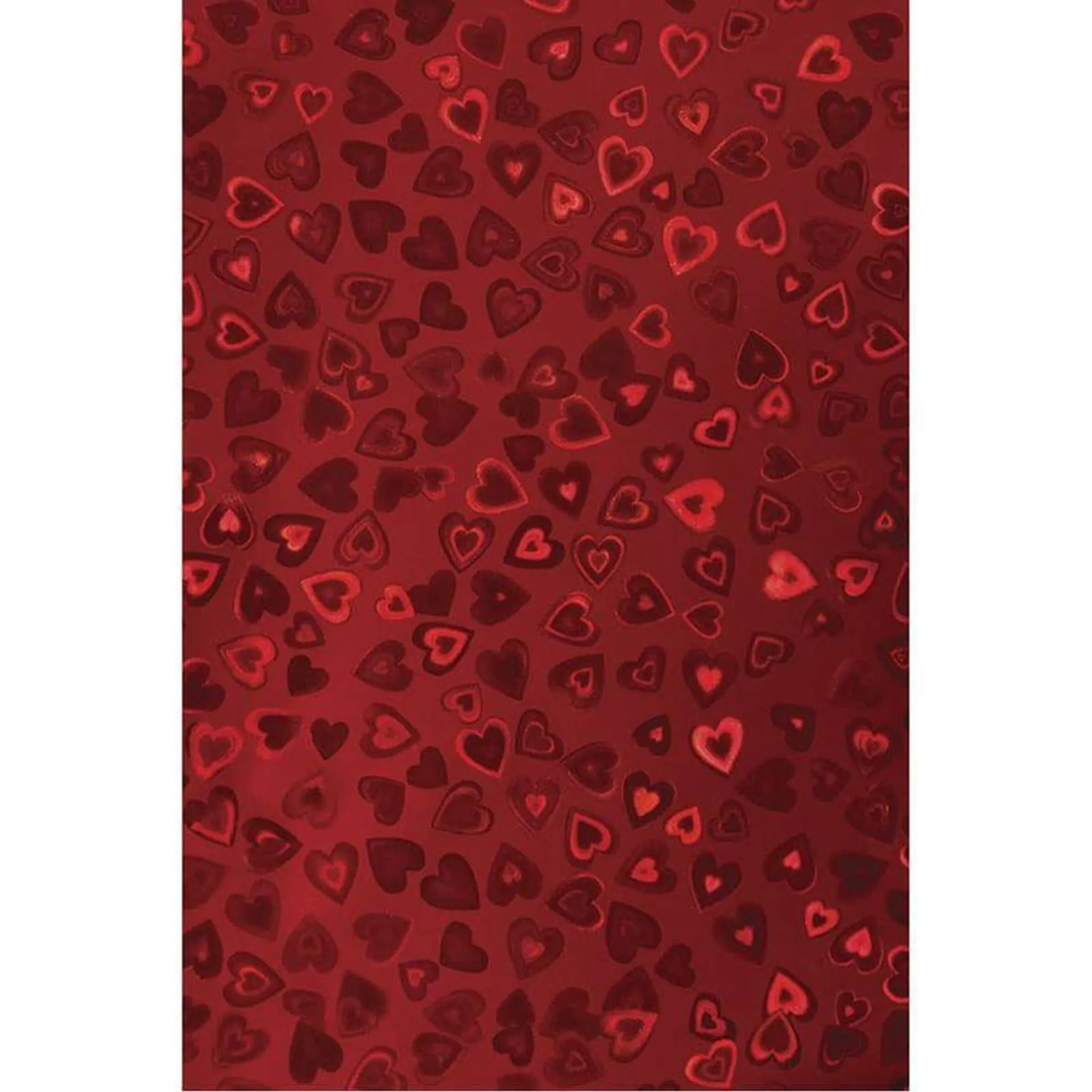 Papel Metálico Holográfico Corazones de 50 x 70 cm Rojo con 10