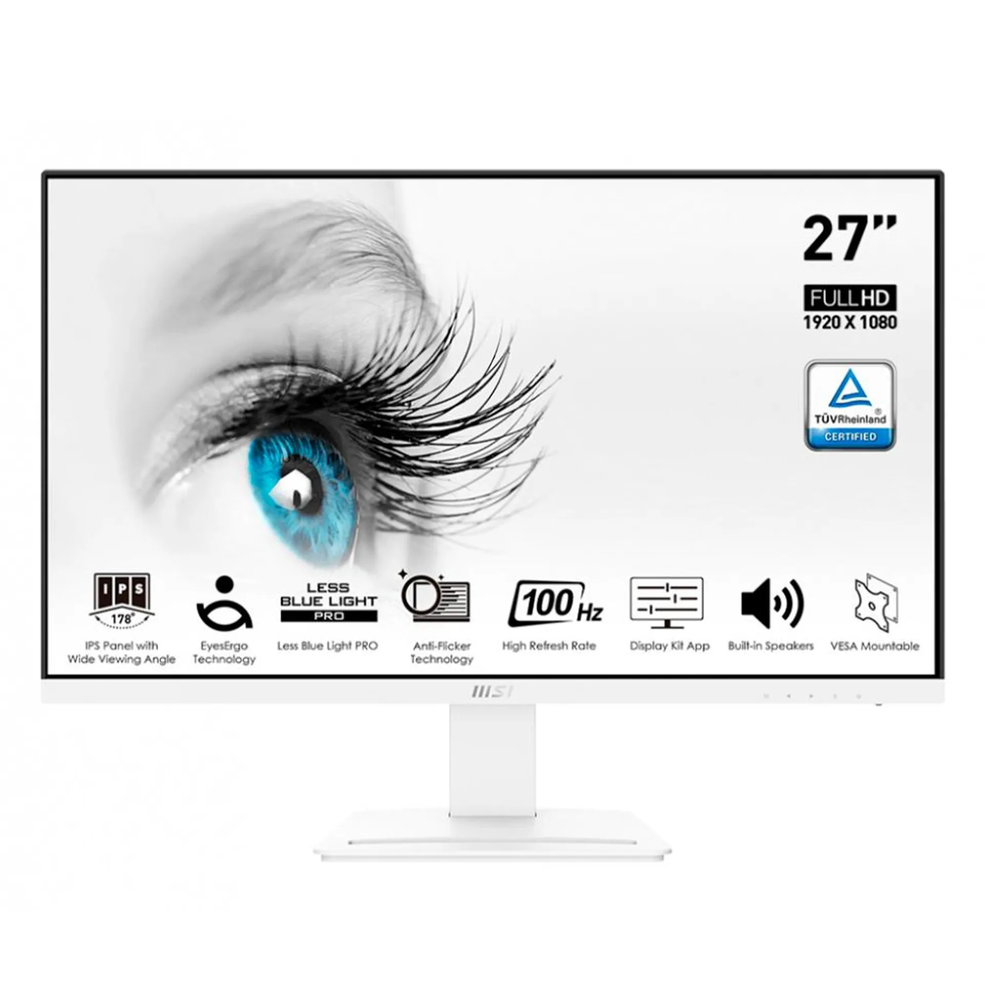 Monitor MSI PRO MP273AW / LED 27" / Full HD / 100Hz / HDMI / Bocinas Integradas (2x 3W) / Blanco / MP273AW