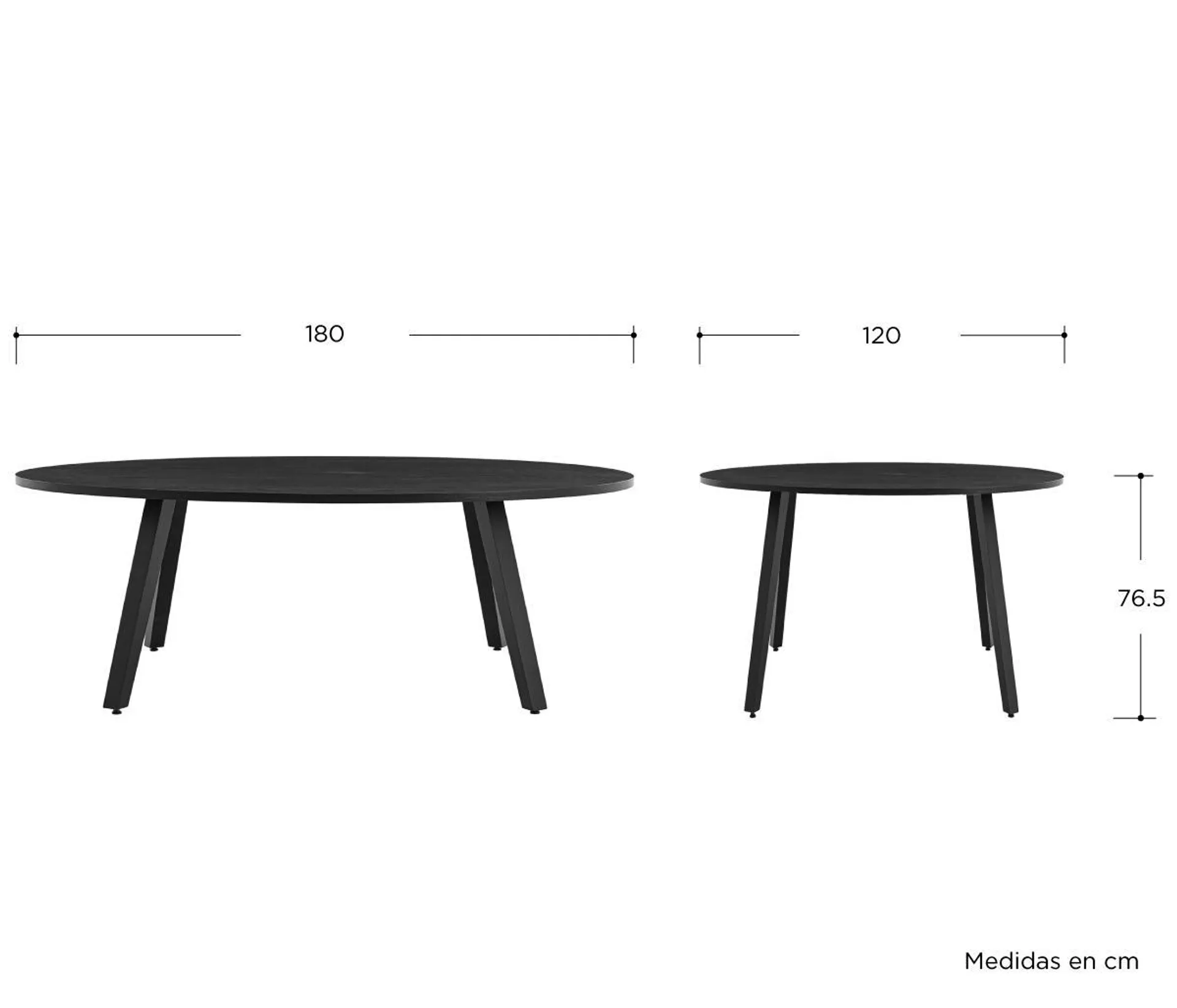 Mesa de comedor ovalada Xocos - Negro