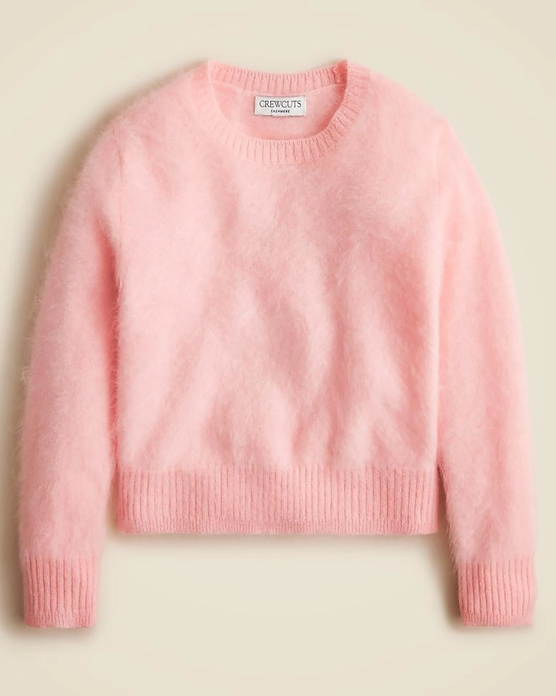 Girls' brushed cashmere crewneck sweater