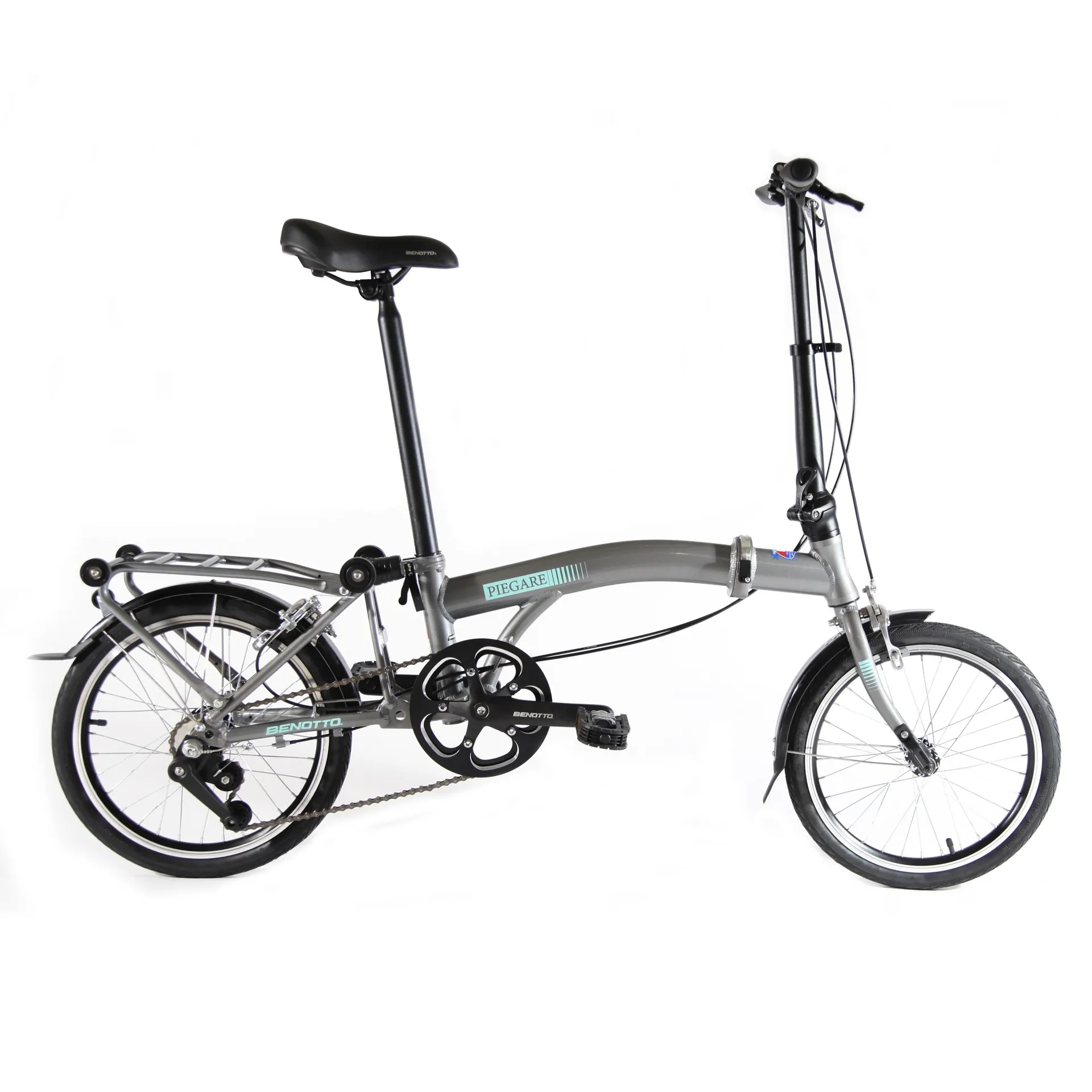 Bicicleta BENOTTO Plegable PIEGARE R16 3V. Unisex Frenos ”V” Aluminio Gris Talla:UN