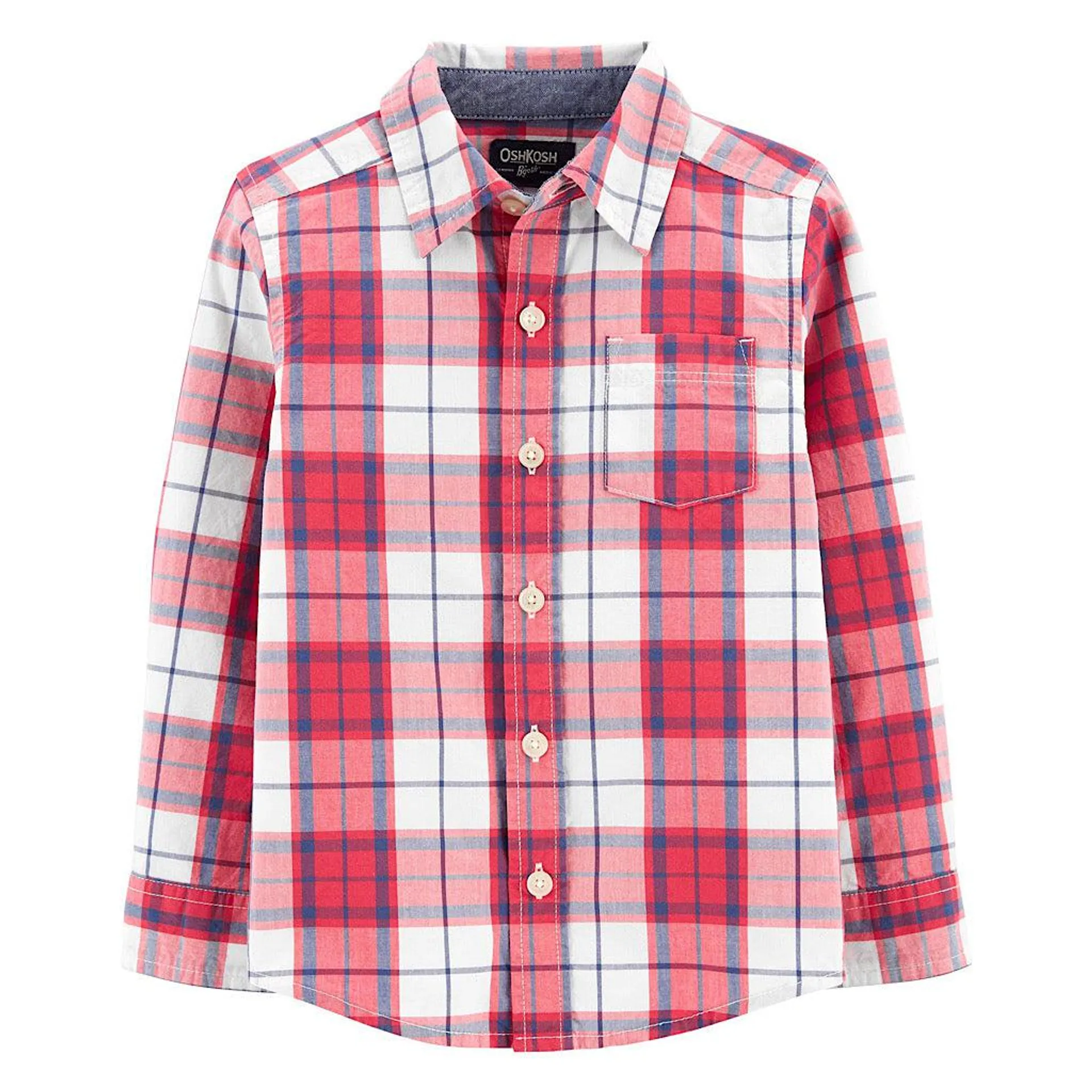 Camisa Oshkosh cuadrada roja manga larga niño preescolar