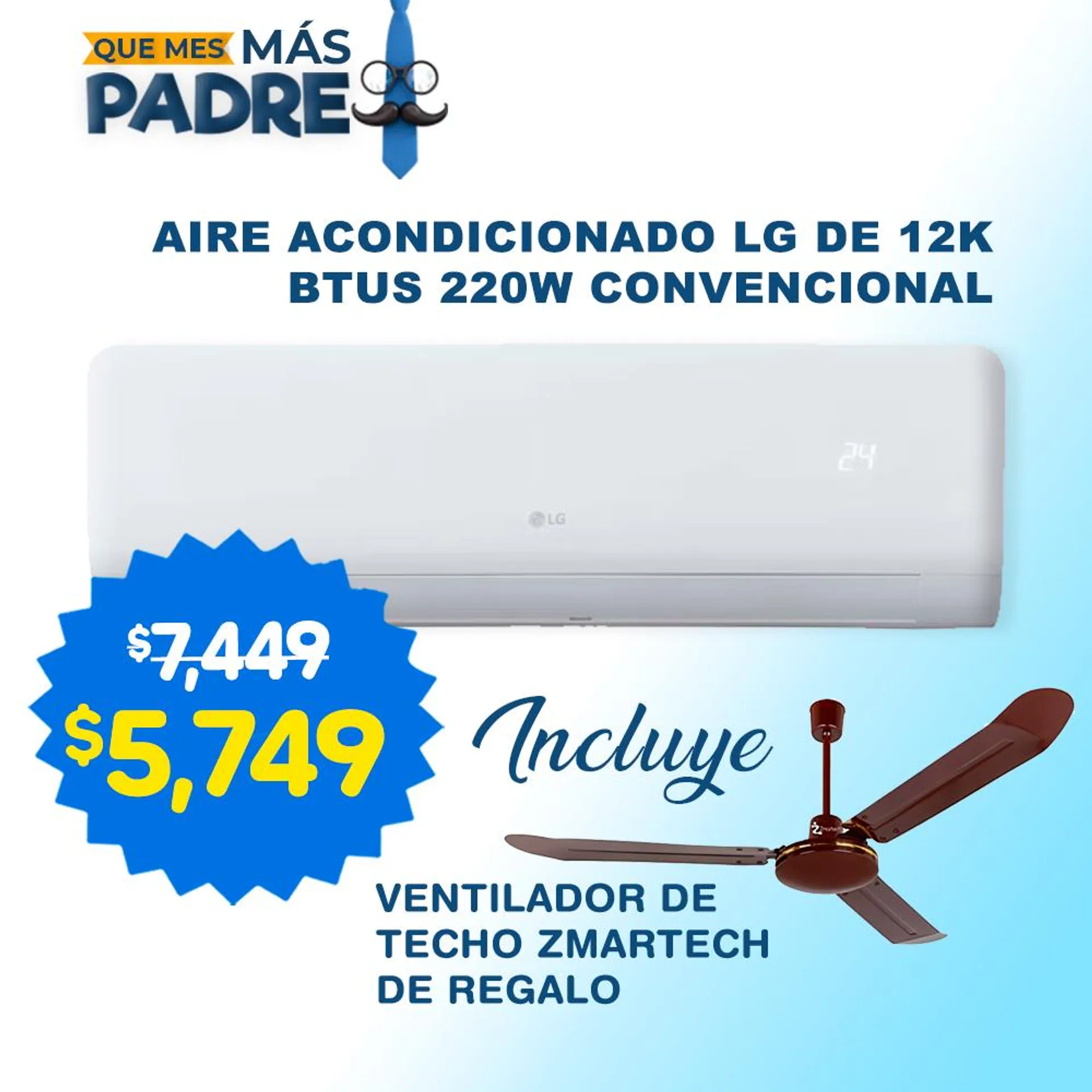 Combo Padre Mini Split LG 220V + Ventilador de techo