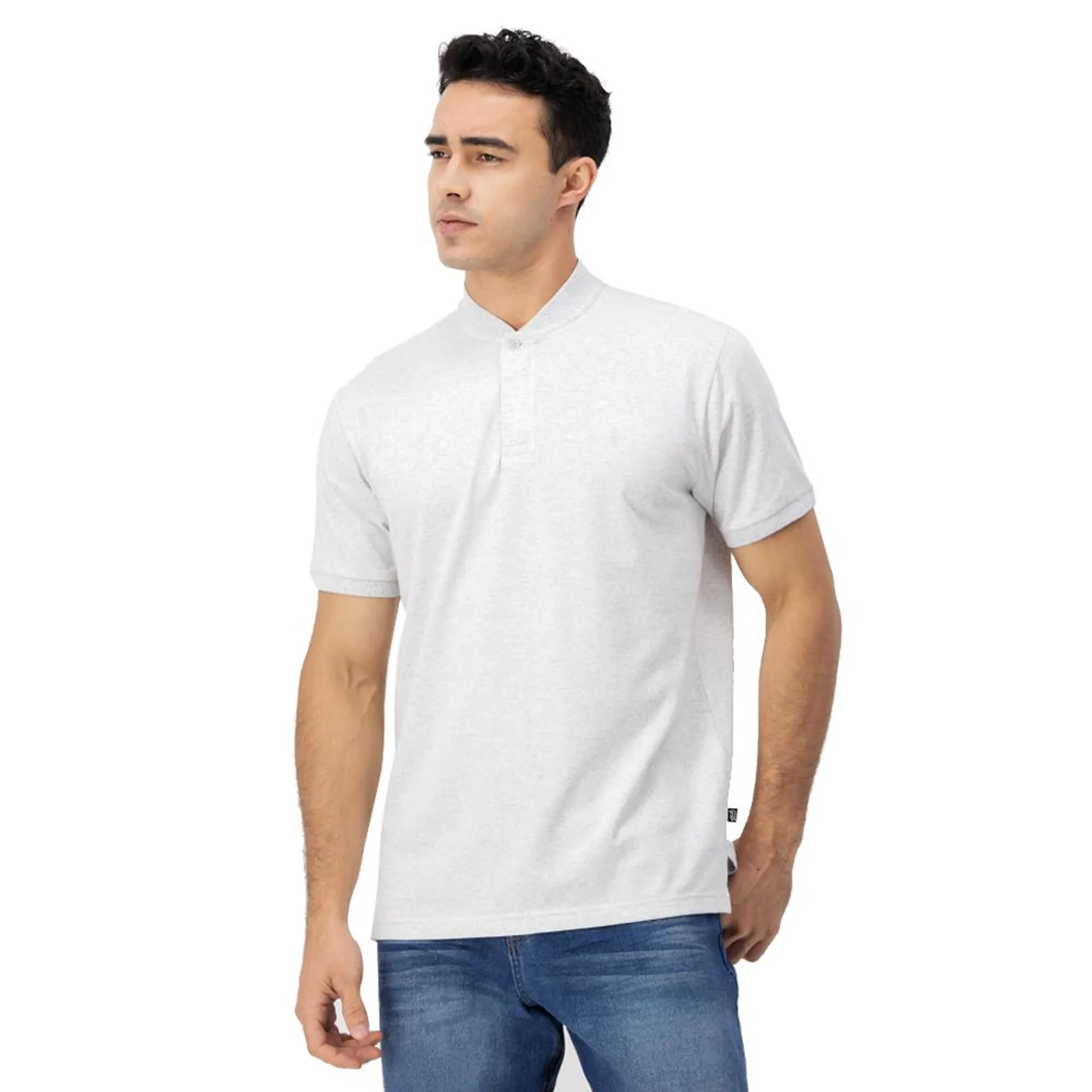 Playera Cuello Henley Hummo Hombre Con Botón Al Tono