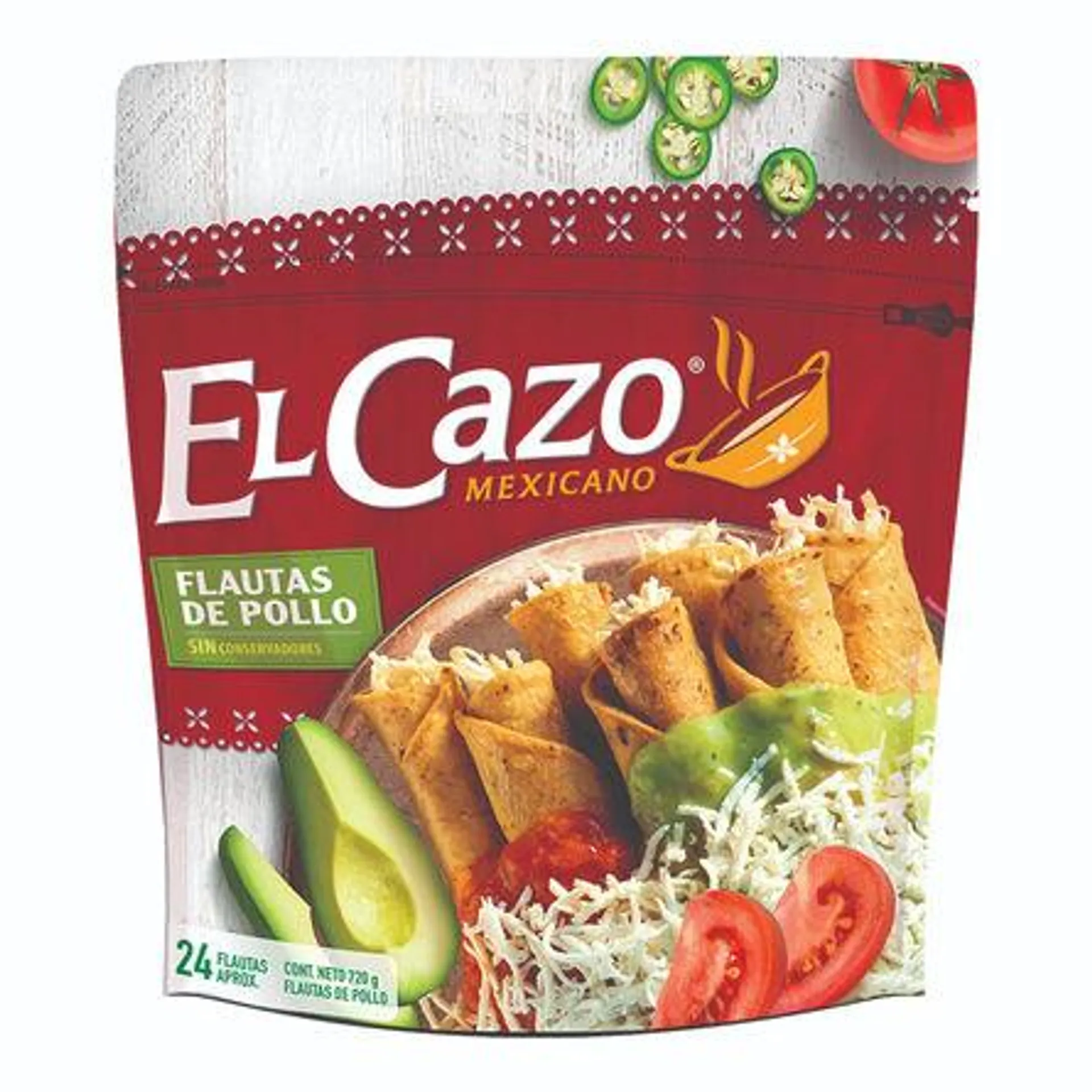 Flautas el Cazo De Pollo 1 Paquete con 24 Piezas Aprox