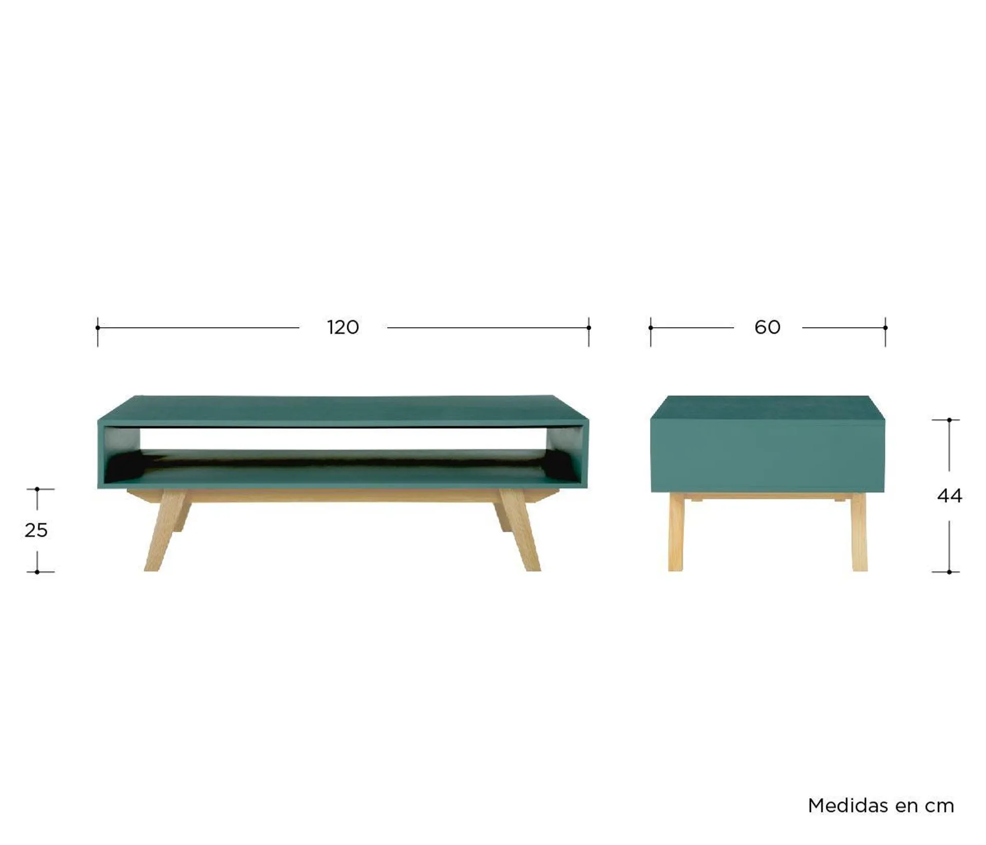 Mesa de centro Cuauhtémoc - Verde liso