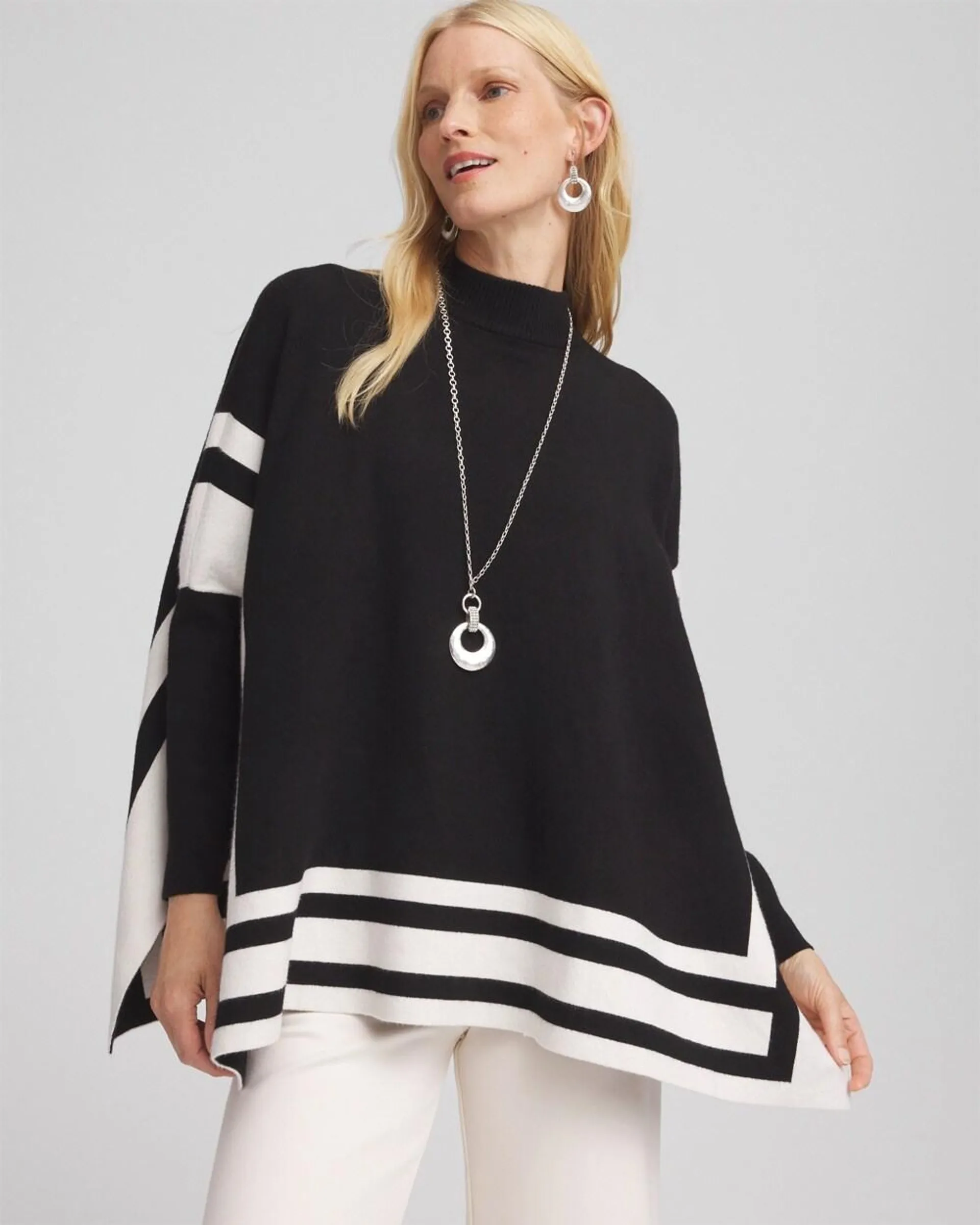 Colorblock Sweater Poncho