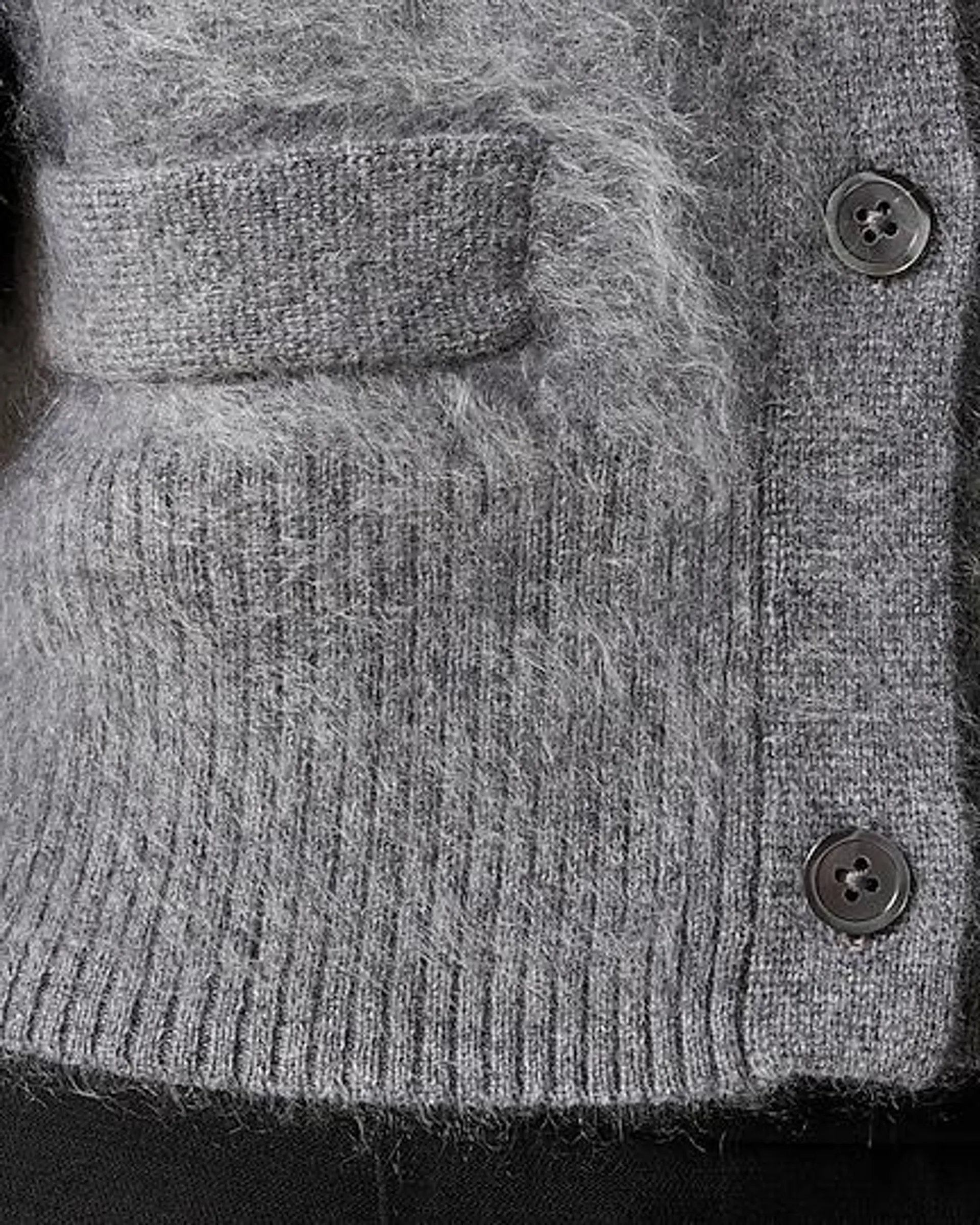 Brushed cashmere fitted cardigan sweater