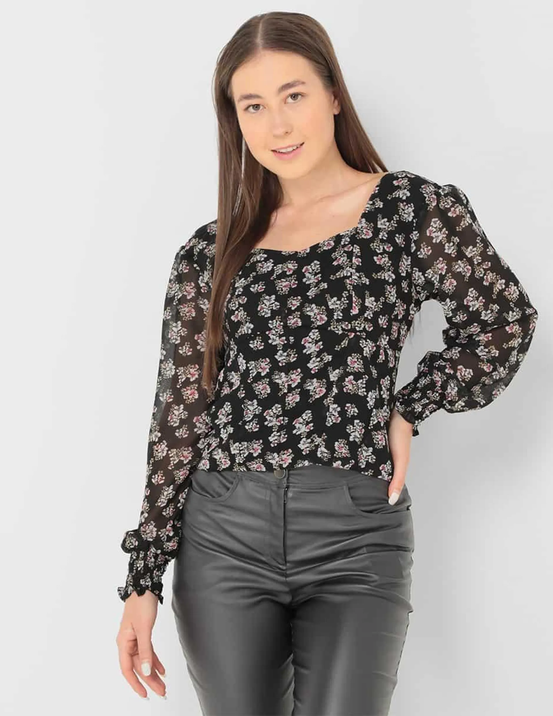 Blusa Metropolis manga larga para mujer