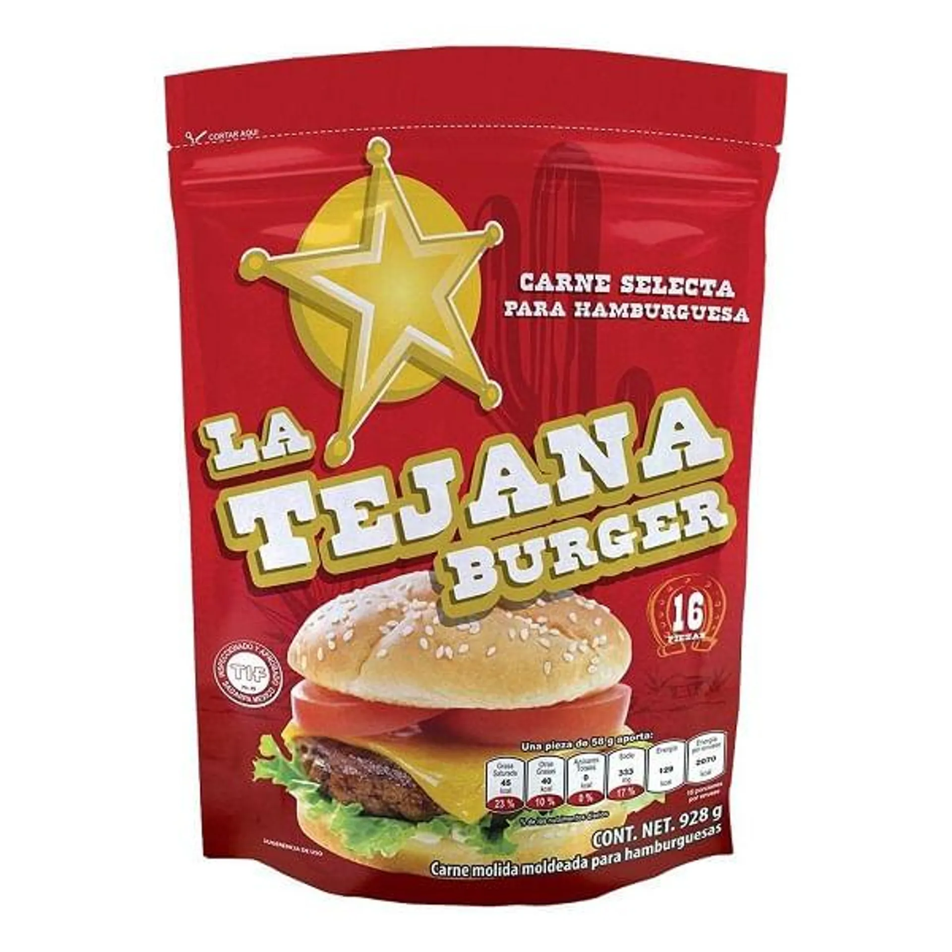 Hamburguesa La tejana con 16 piezas