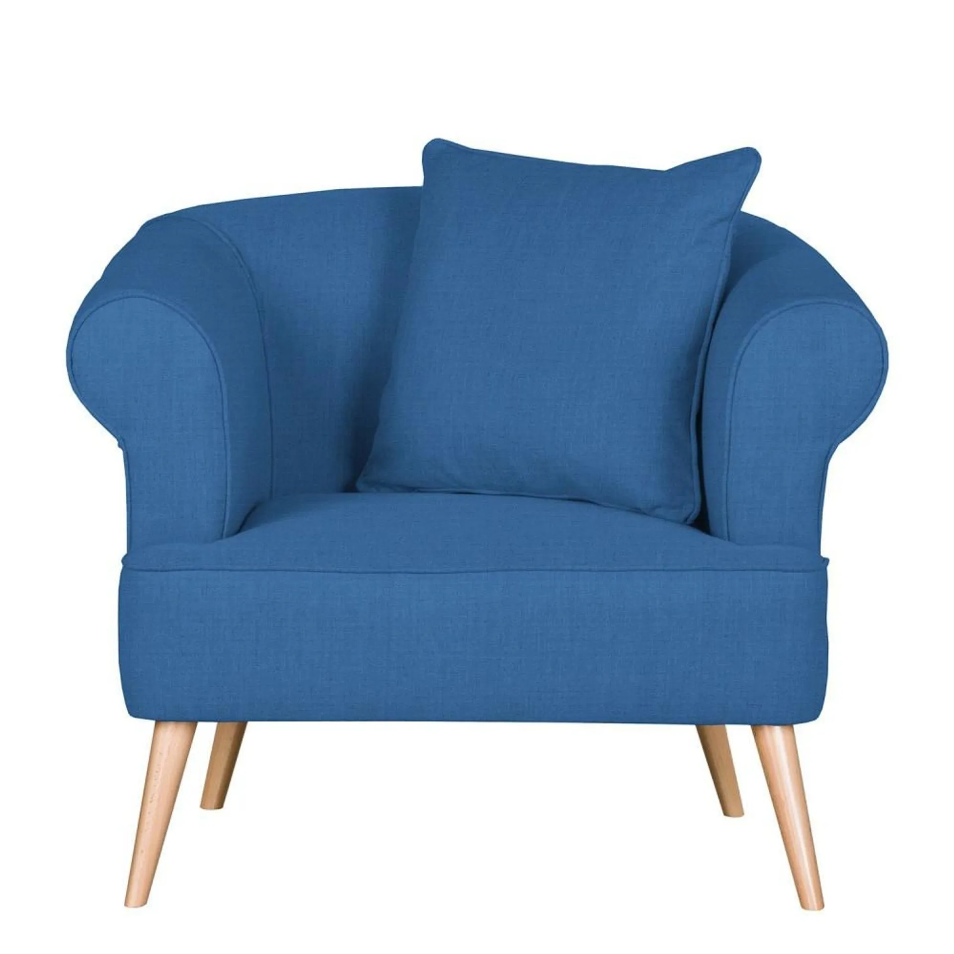 Lilú - Sillon estilo moderno con tela azul rey y su cojín