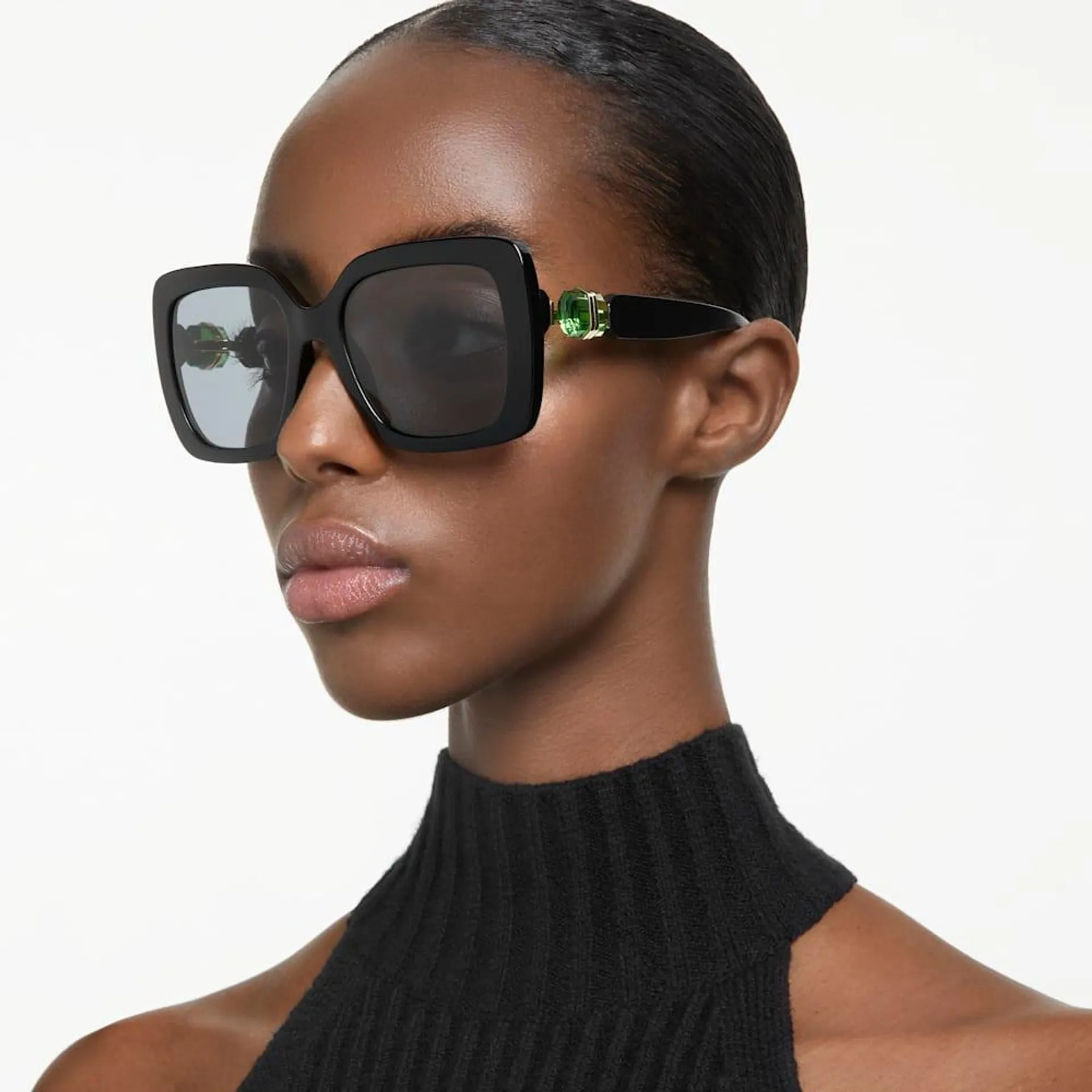 Gafas de sol, De gran tamaño, Forma cuadrada, SK6001, Negras