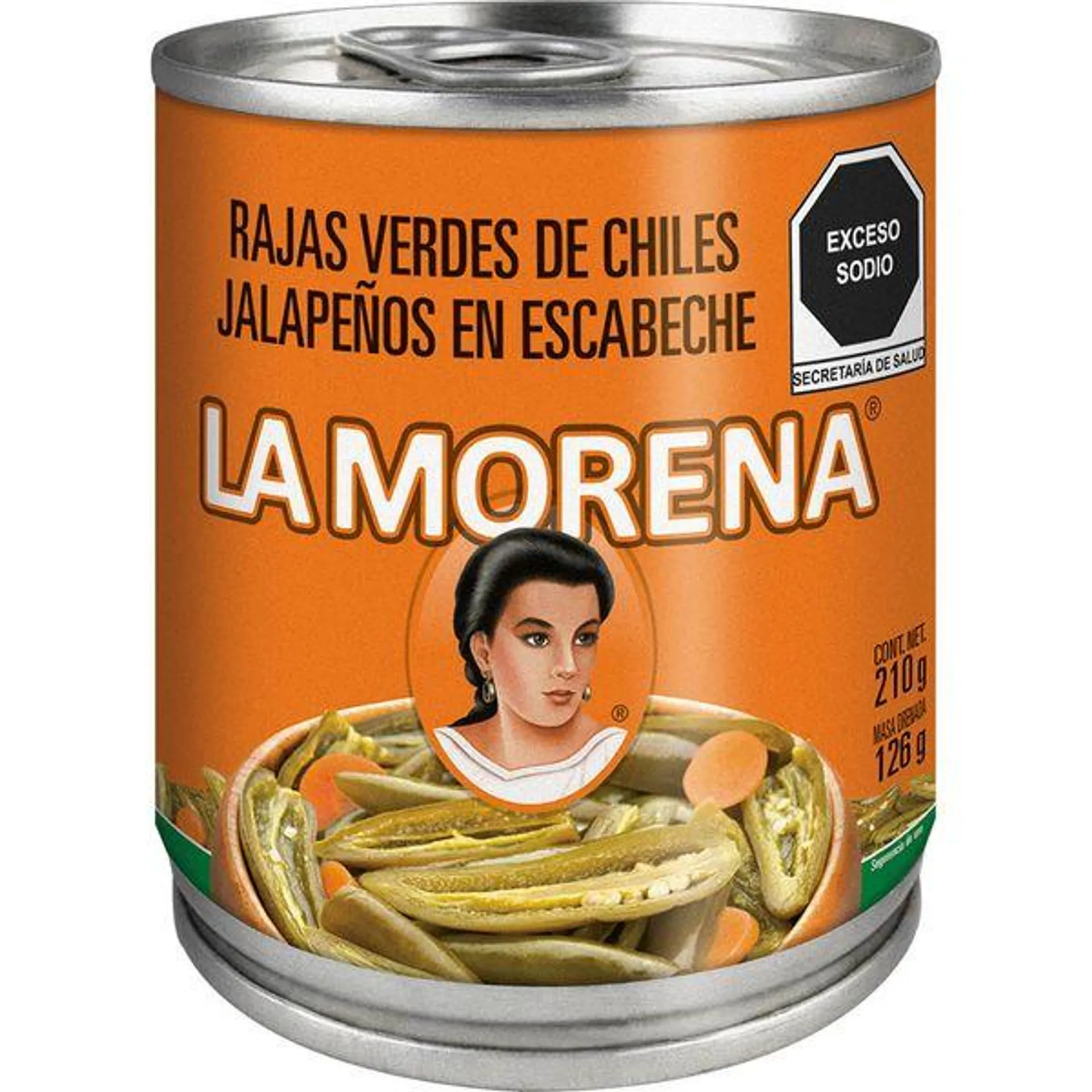 Rajas verdes de chiles jalapeños La morena 200 g