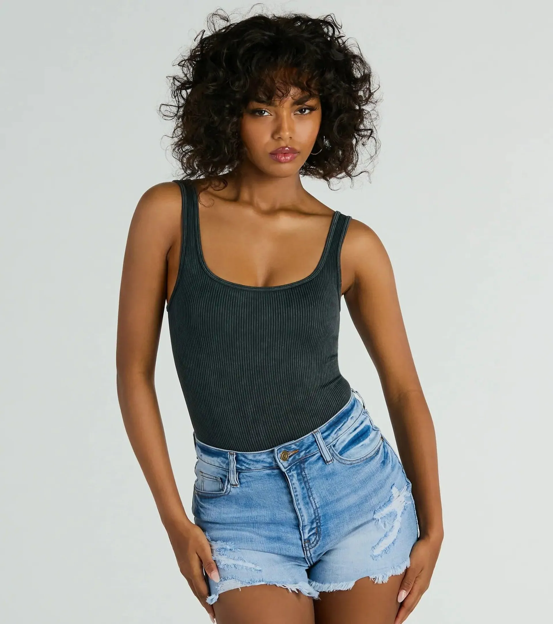 Simply Effortless Square Neck Rib Knit Bodysuit