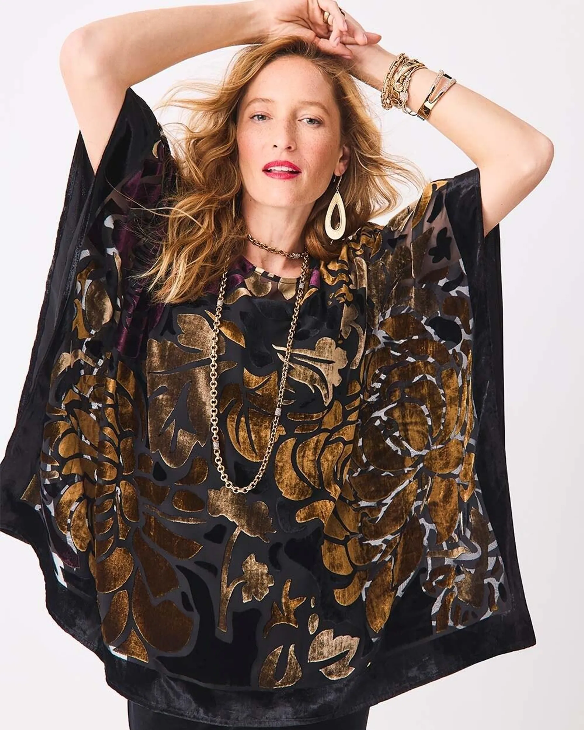 Travelers\u2122 Collection Velvet Print Poncho