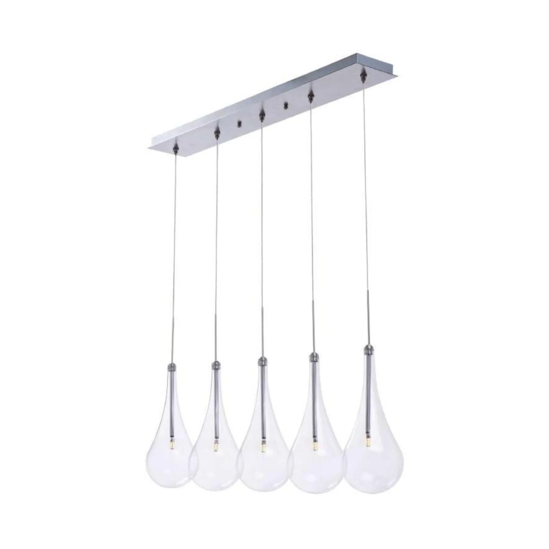 Lámpara led colgante Cromo Pulido y Cristal Claro 5 LED