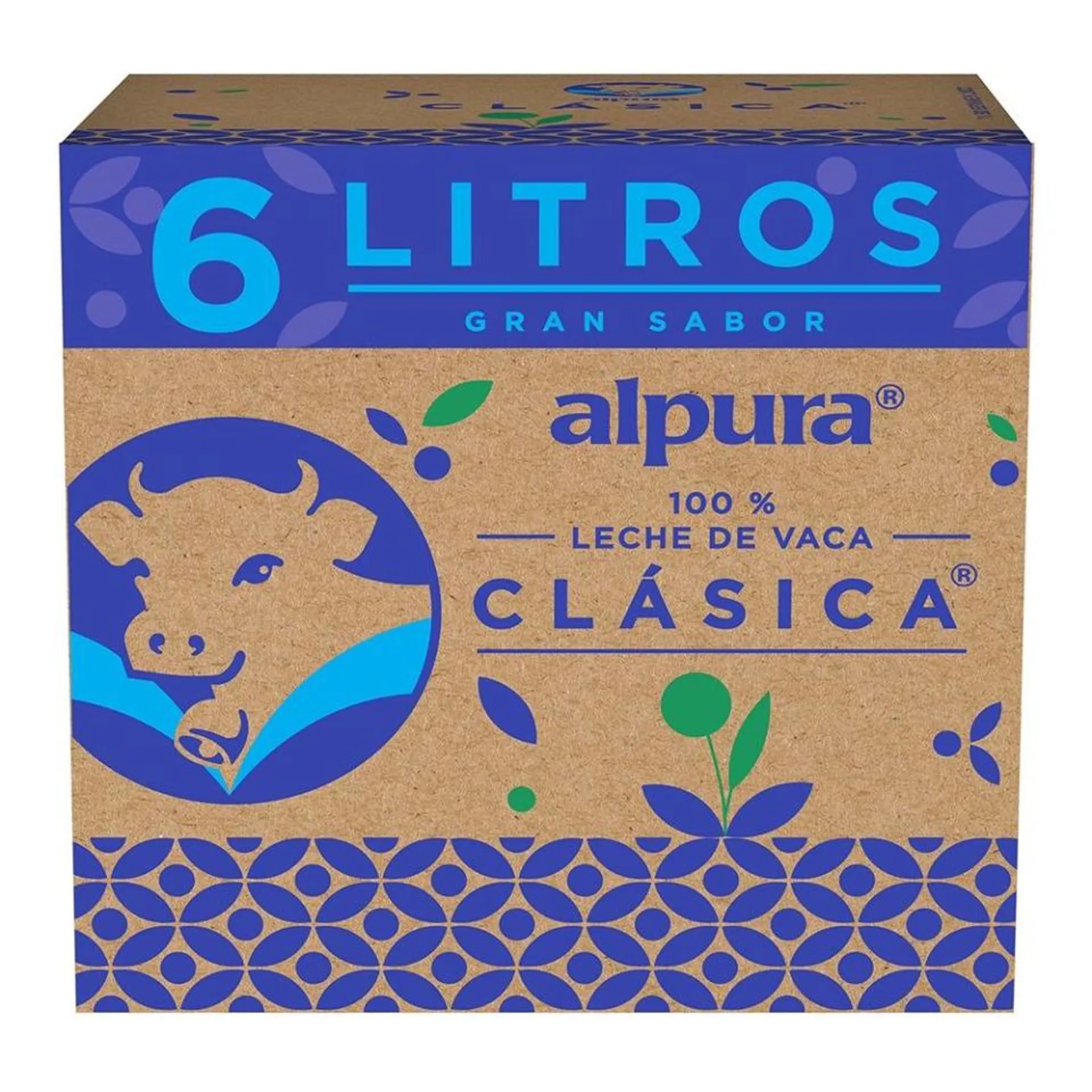 Leche Alpura clásica caja con 6 pzas de 1 l c/u