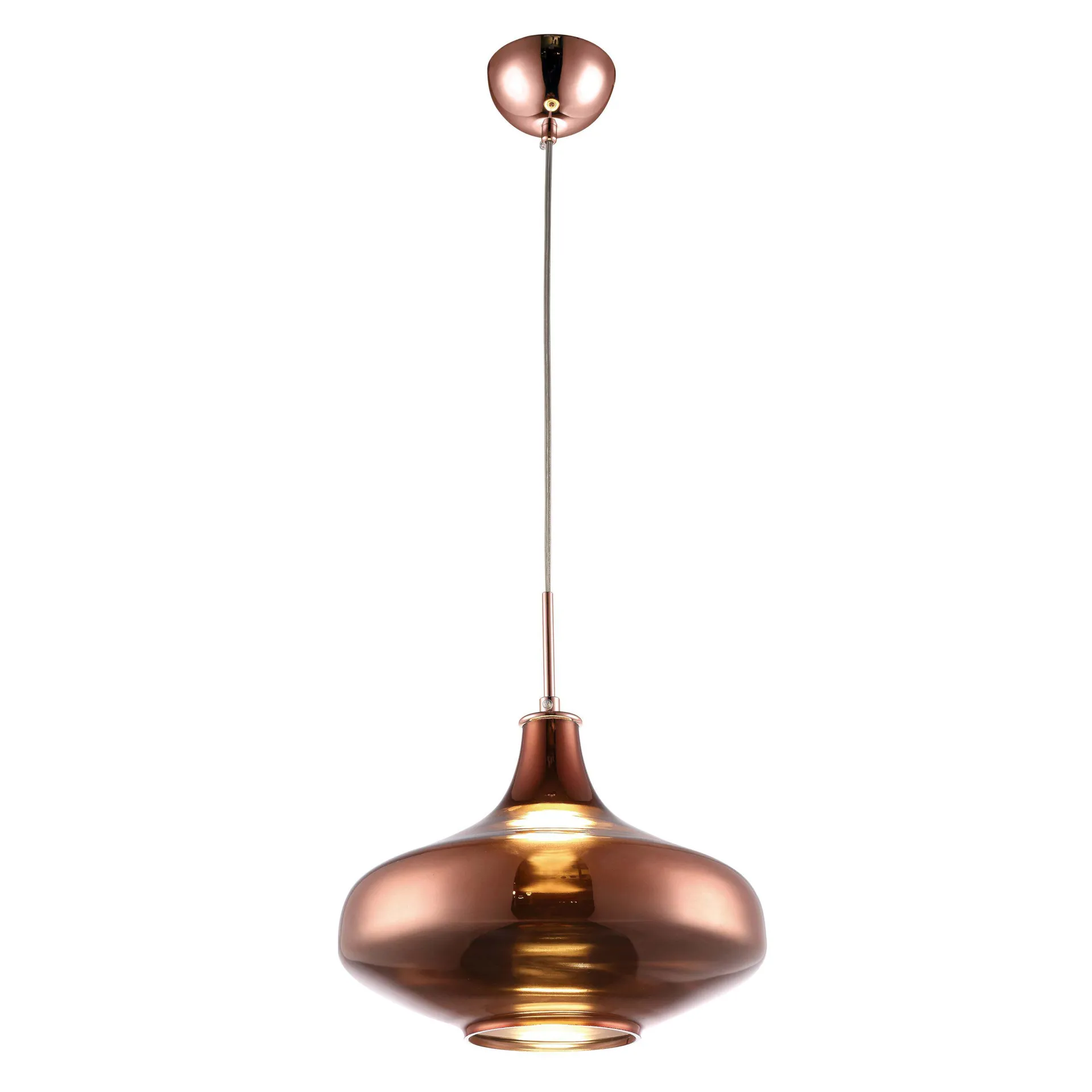 Lámpara colgante de led integrado cuerpo de cristal en acabado cobre