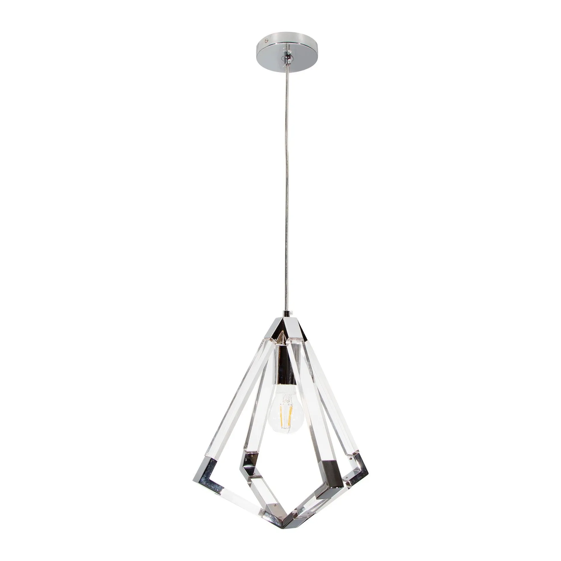 Lámpara Colgante Cromo Estilo Moderno 40W E27 1 Luz