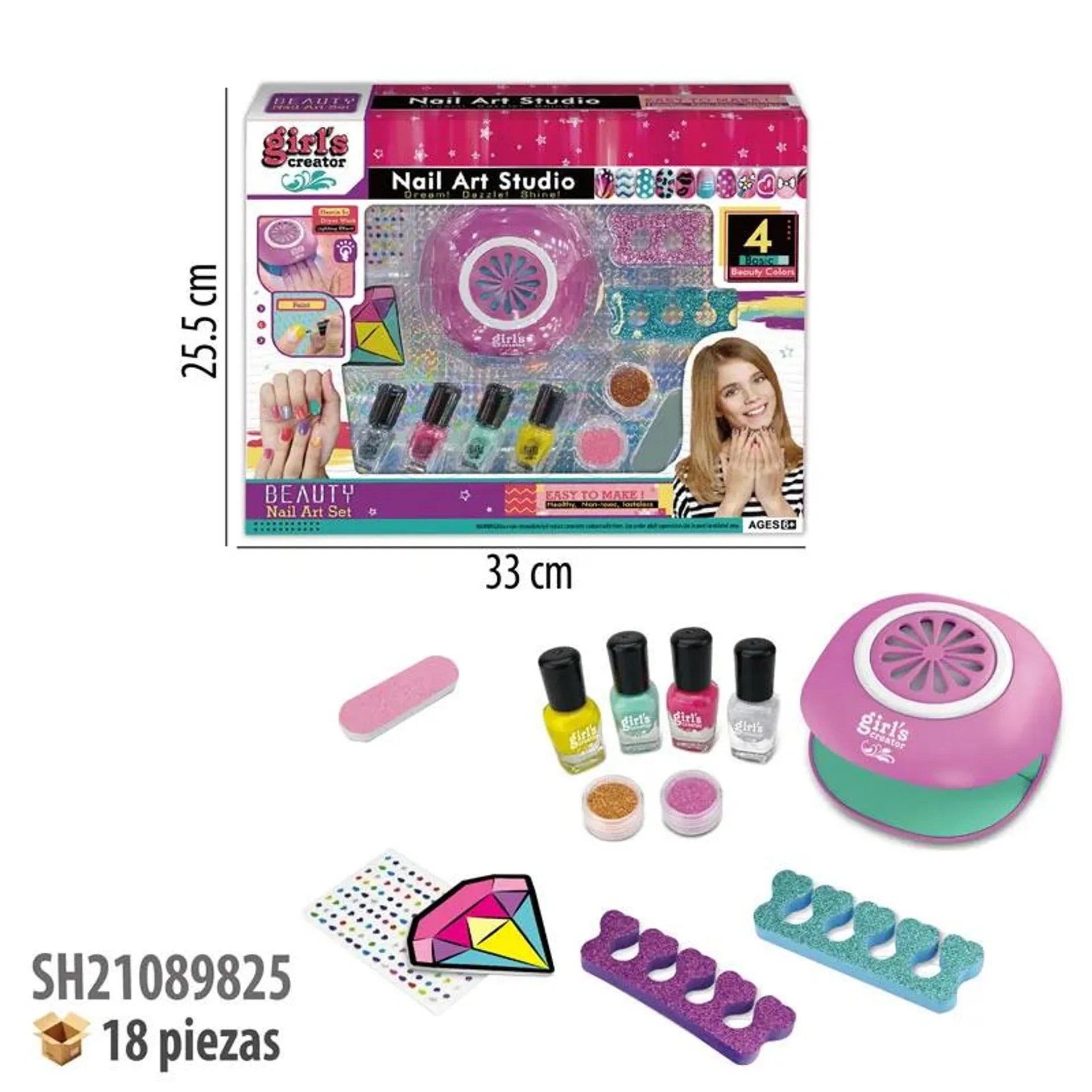 JUEGO DE UÑAS CON LUZ Y VENTILADOR