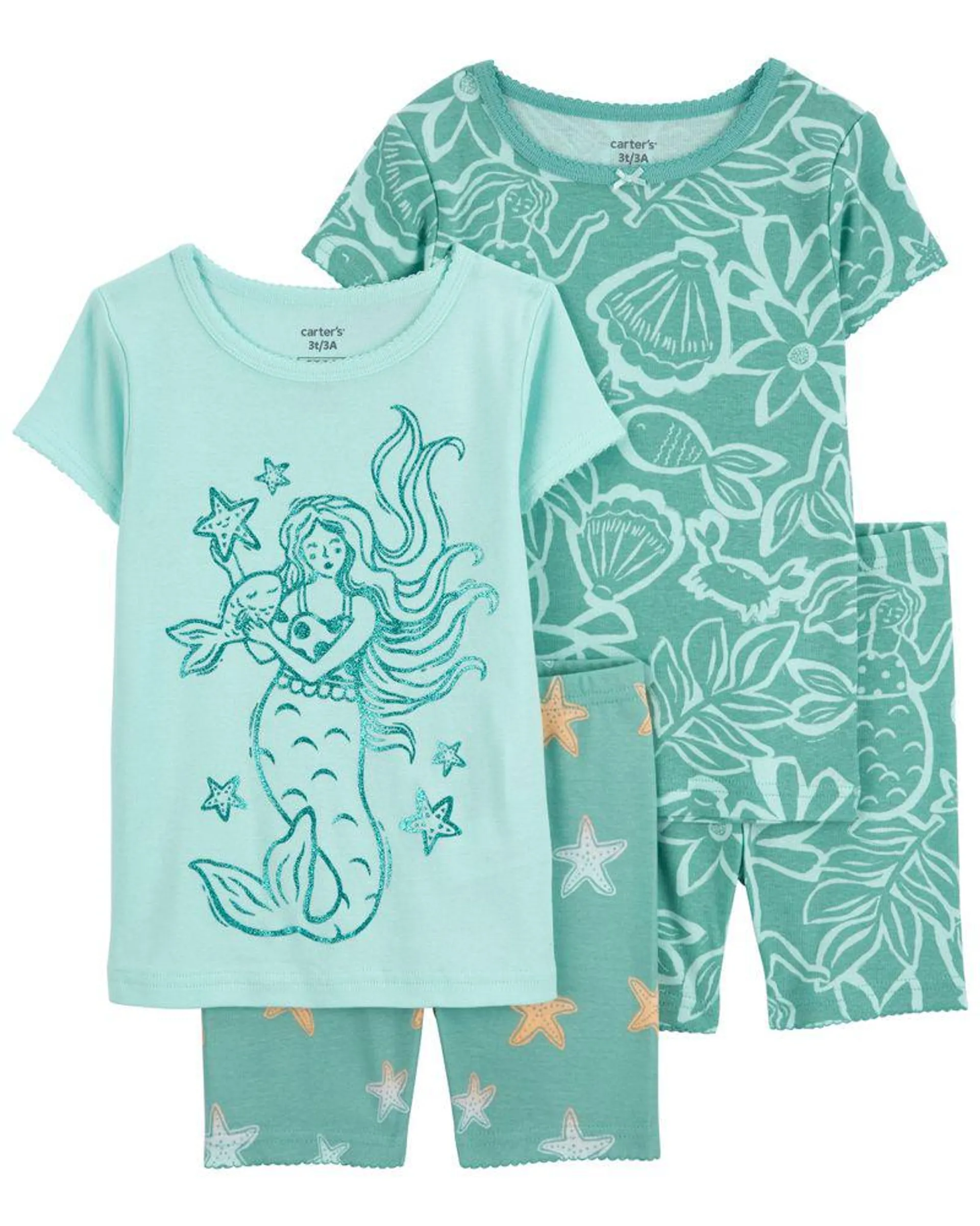 Pijama De 4 Piezas De Sirena 100% Algodón Carter's