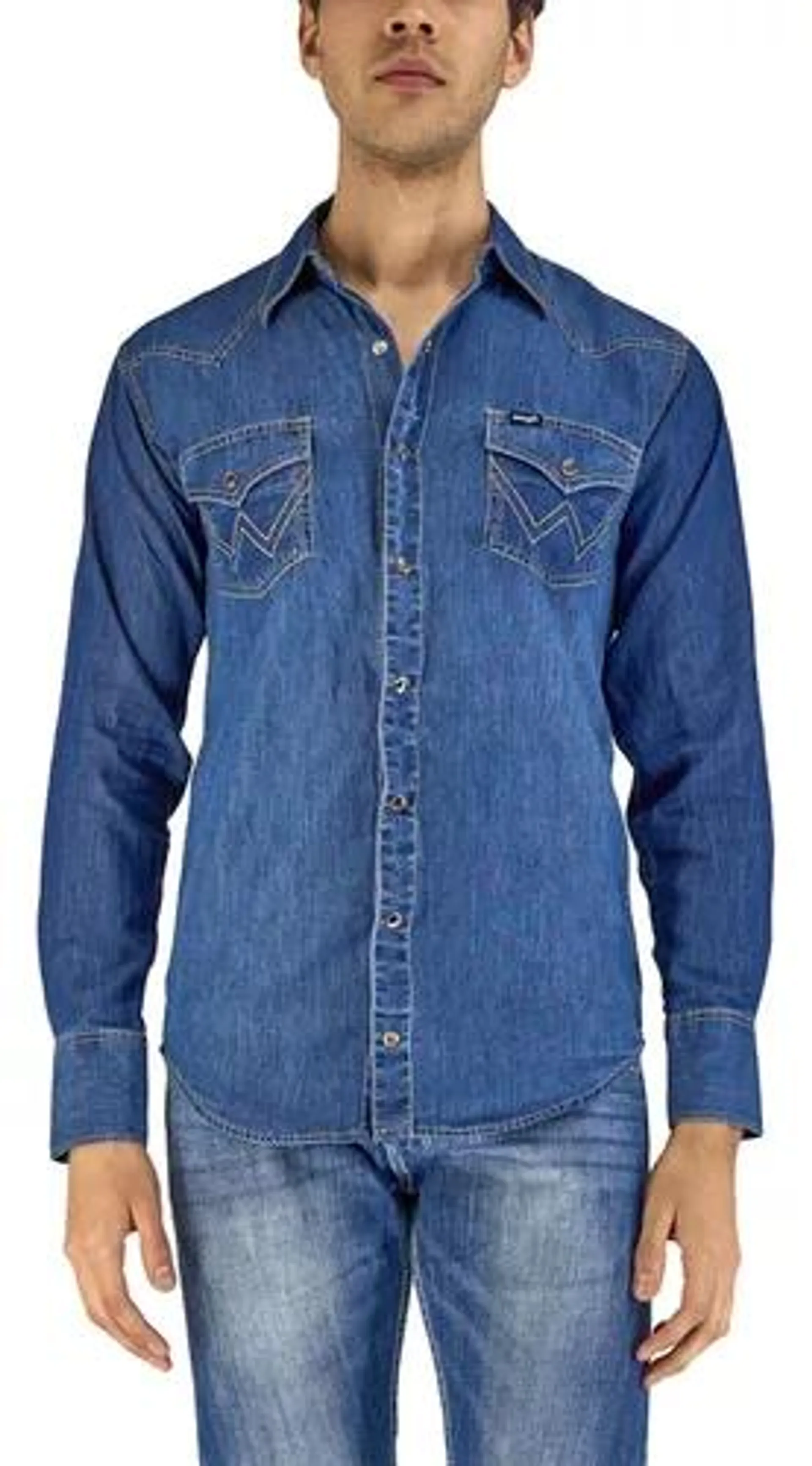 Camisa Vaquera Wrangler Hombre Manga Larga S34