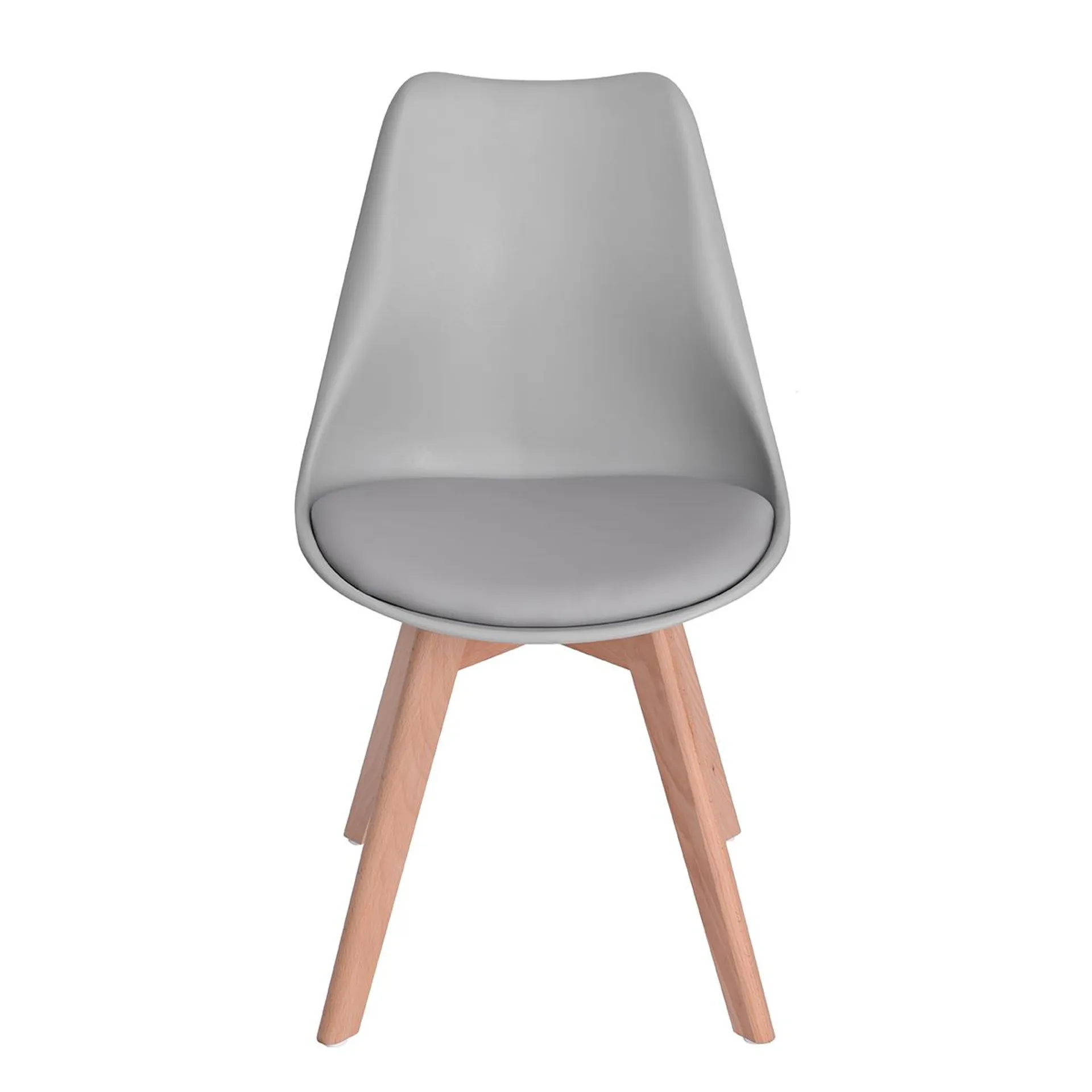 6 piezas PP Silla comedor patas de madera FRANKFURT gris Bekan