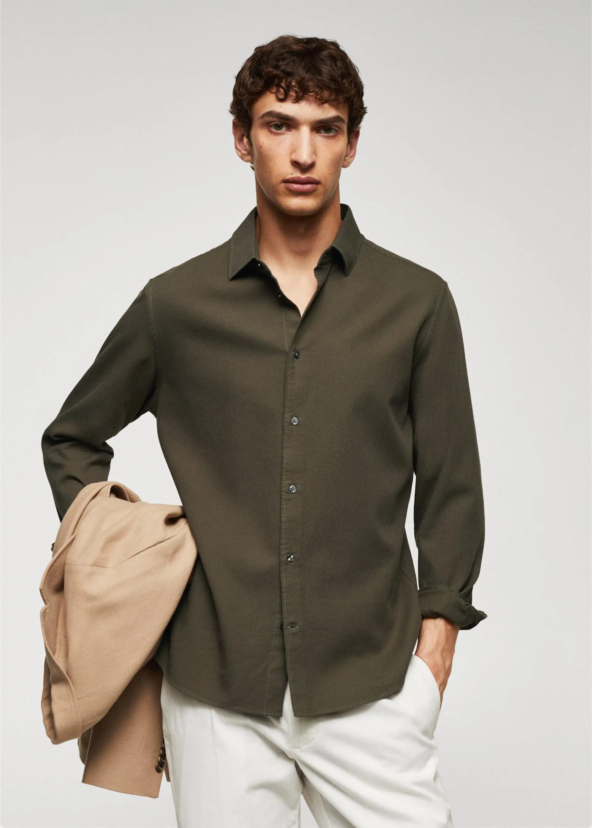 Slim-fit cotton structured shirt