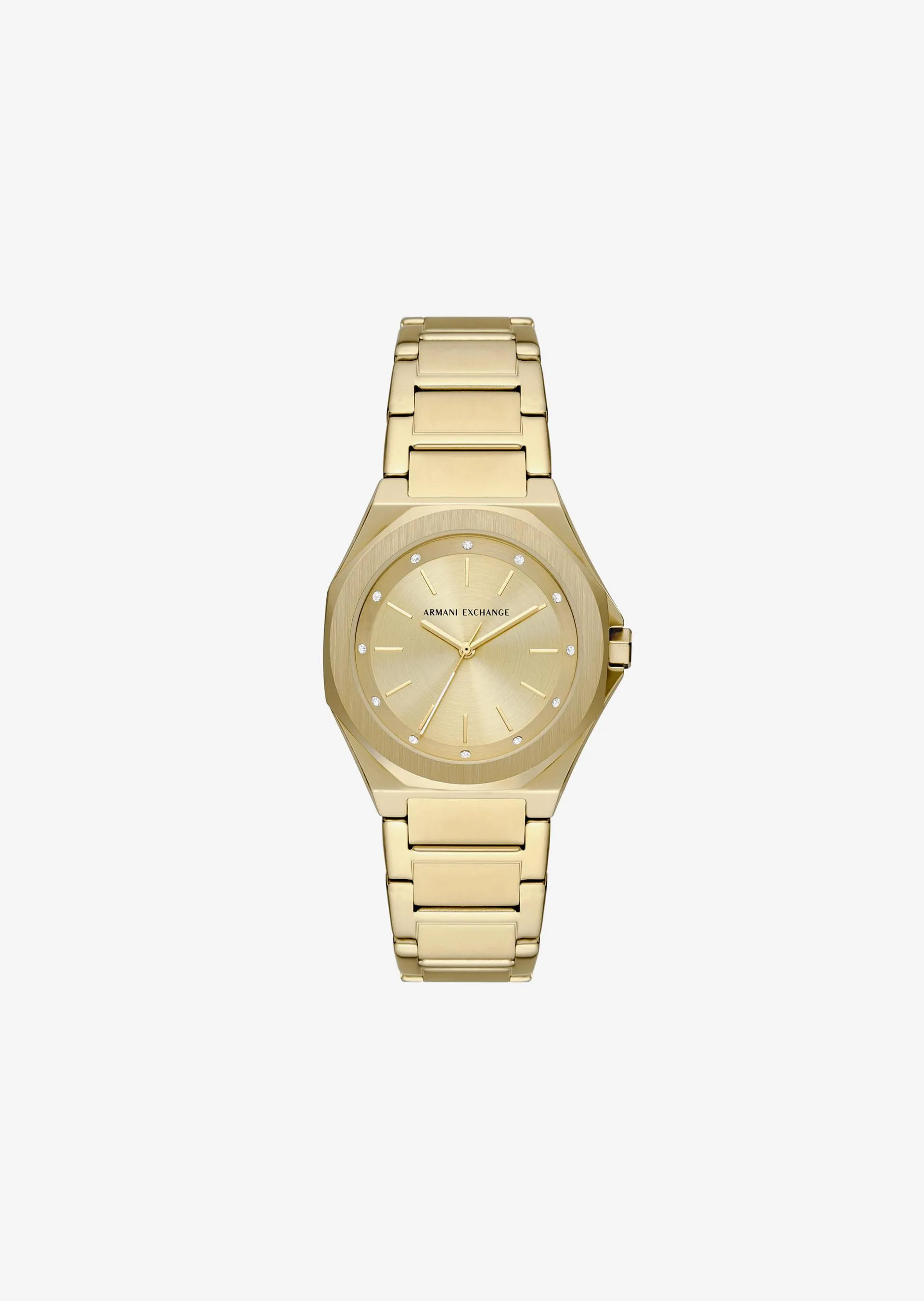 Reloj de acero inoxidable dorado con tres manecillas