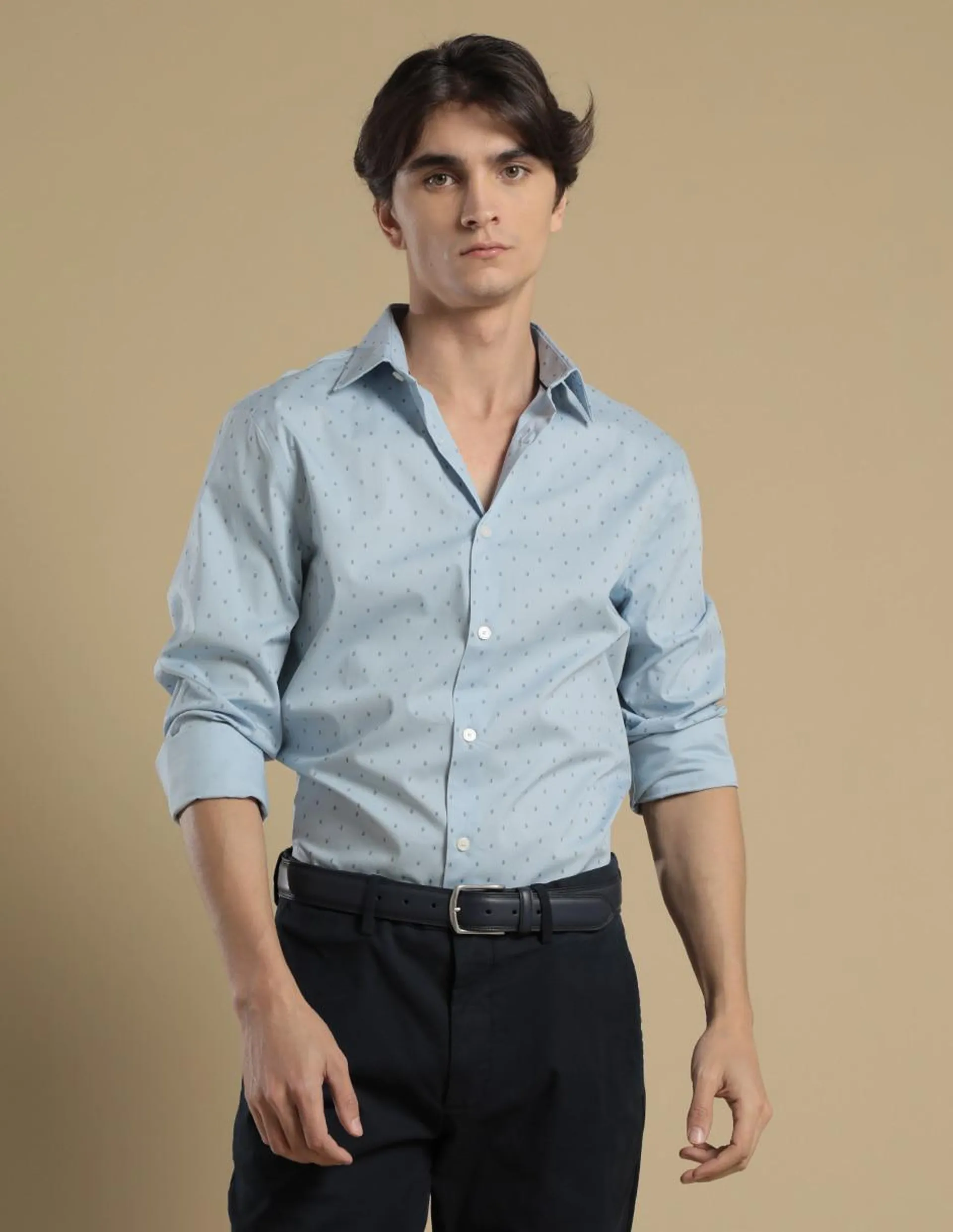 Camisa casual manga larga para hombre