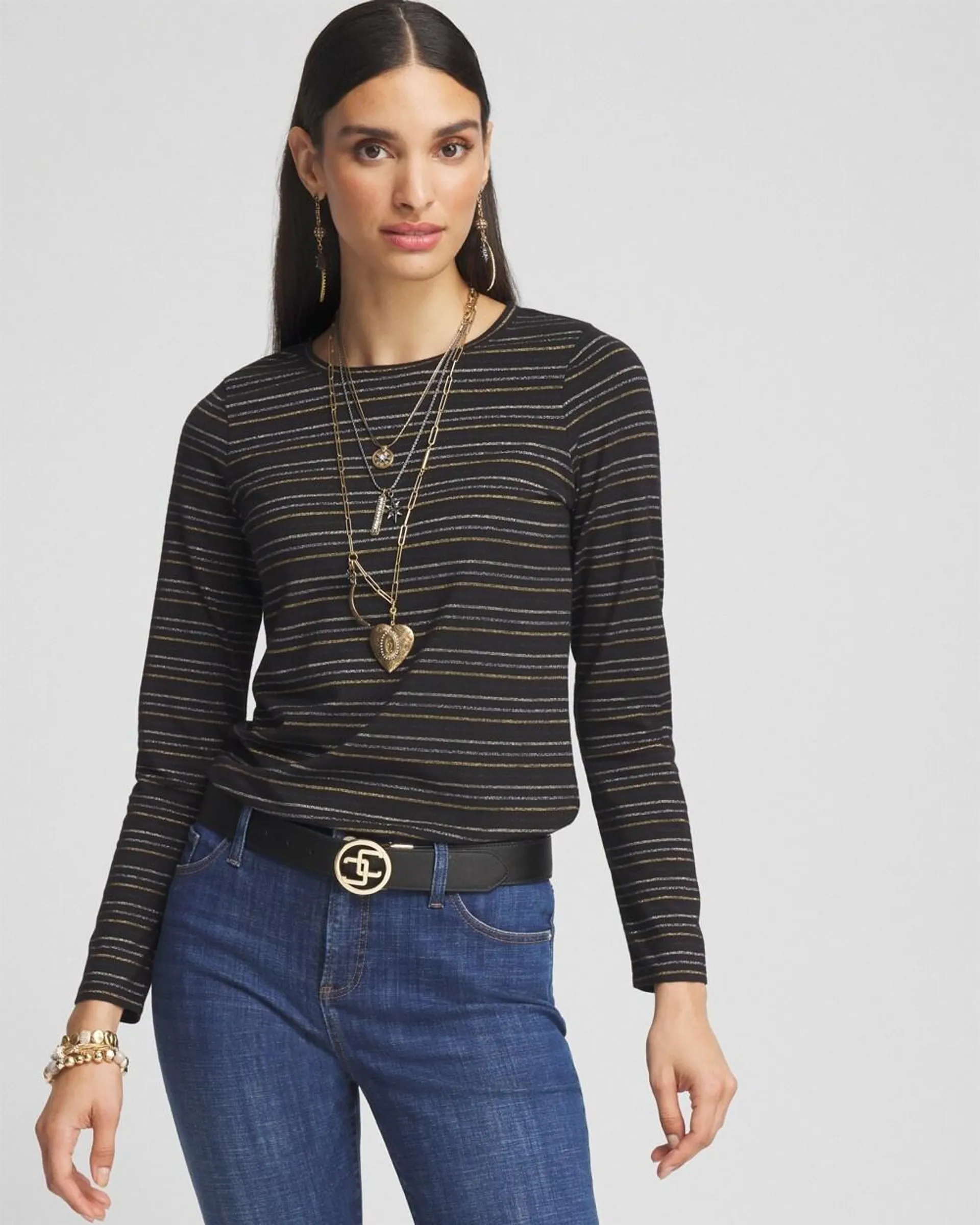 Touch of Cool\u2122 Shine Stripes Layering Tee