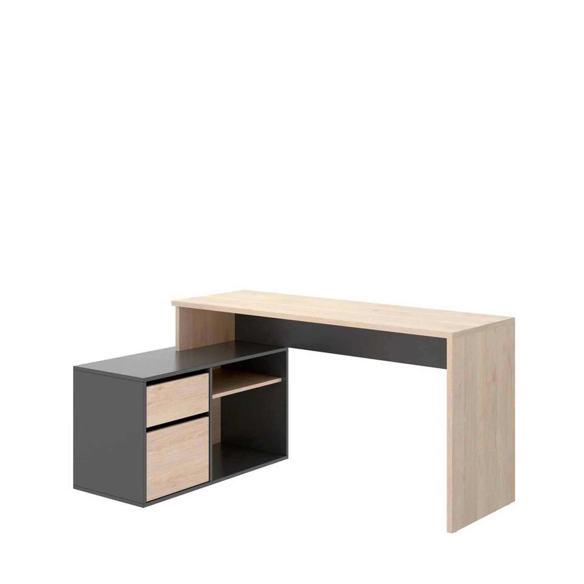 Escritorio Buren - Color Madera y Gris Oscuro