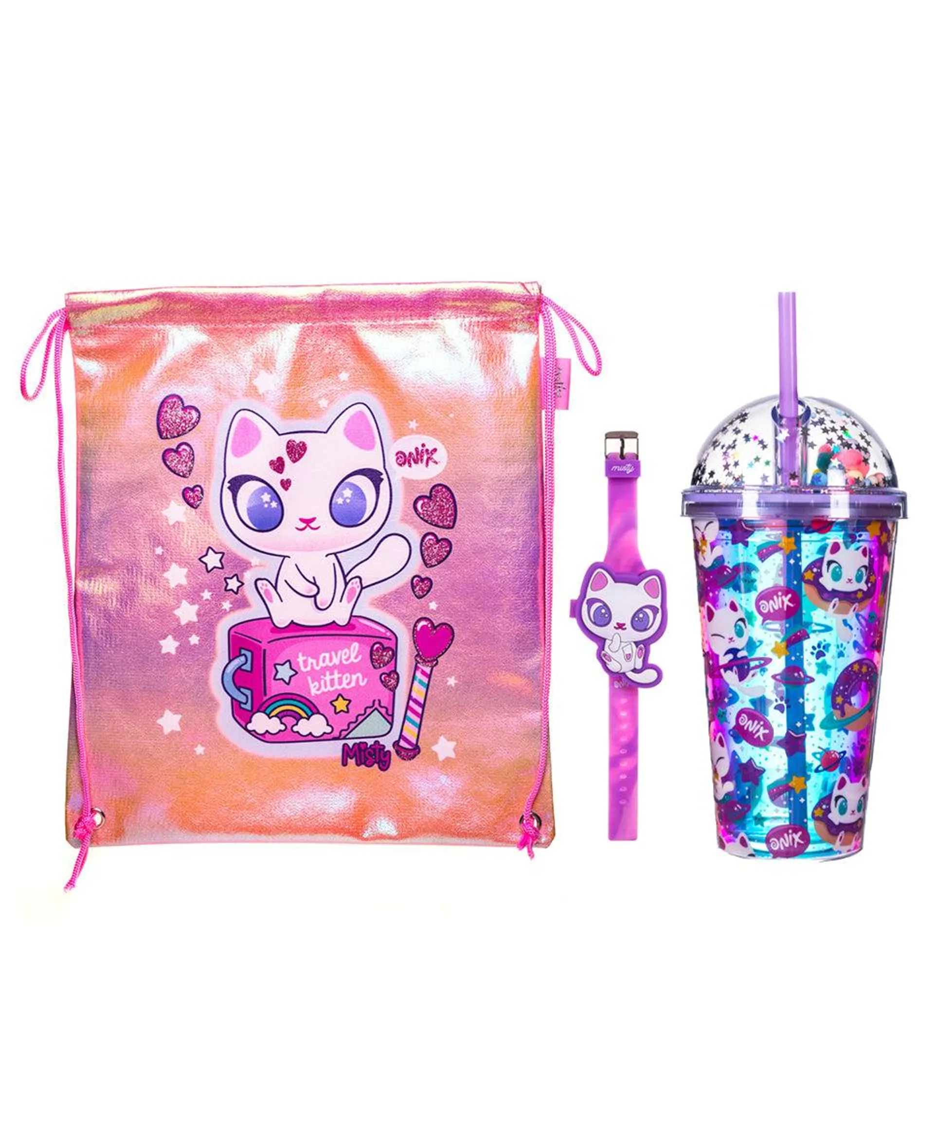 Kit Morral + Vaso + Reloj "Purrrtastico"