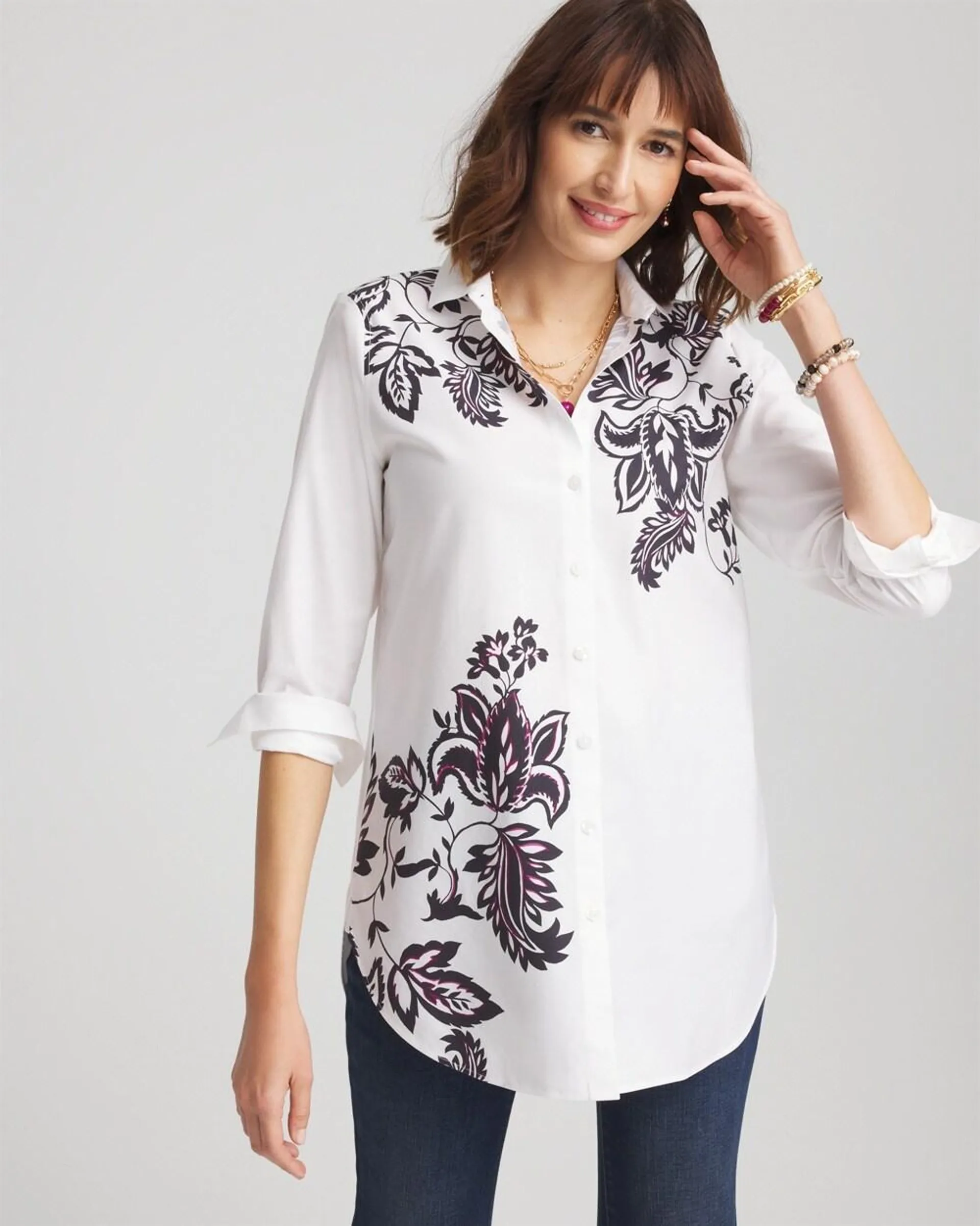 No Iron\u2122 Floral Stretch Tunic