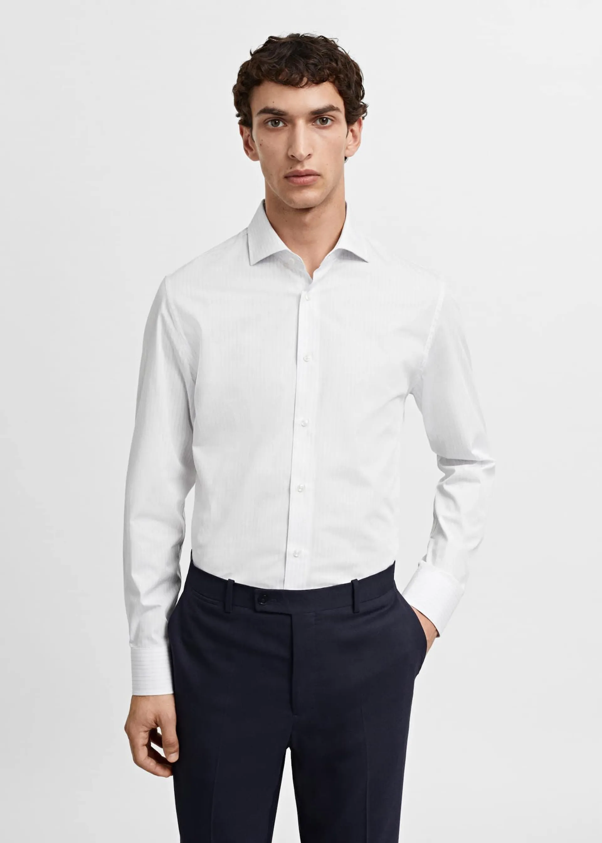 Camisa traje slim fit twill microestampado