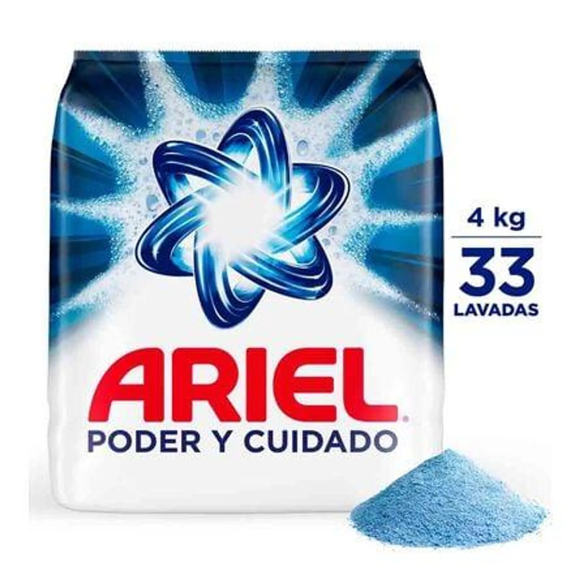 Detergente en Polvo Ariel Poder y Cuidado 33 lavadas (4000g)