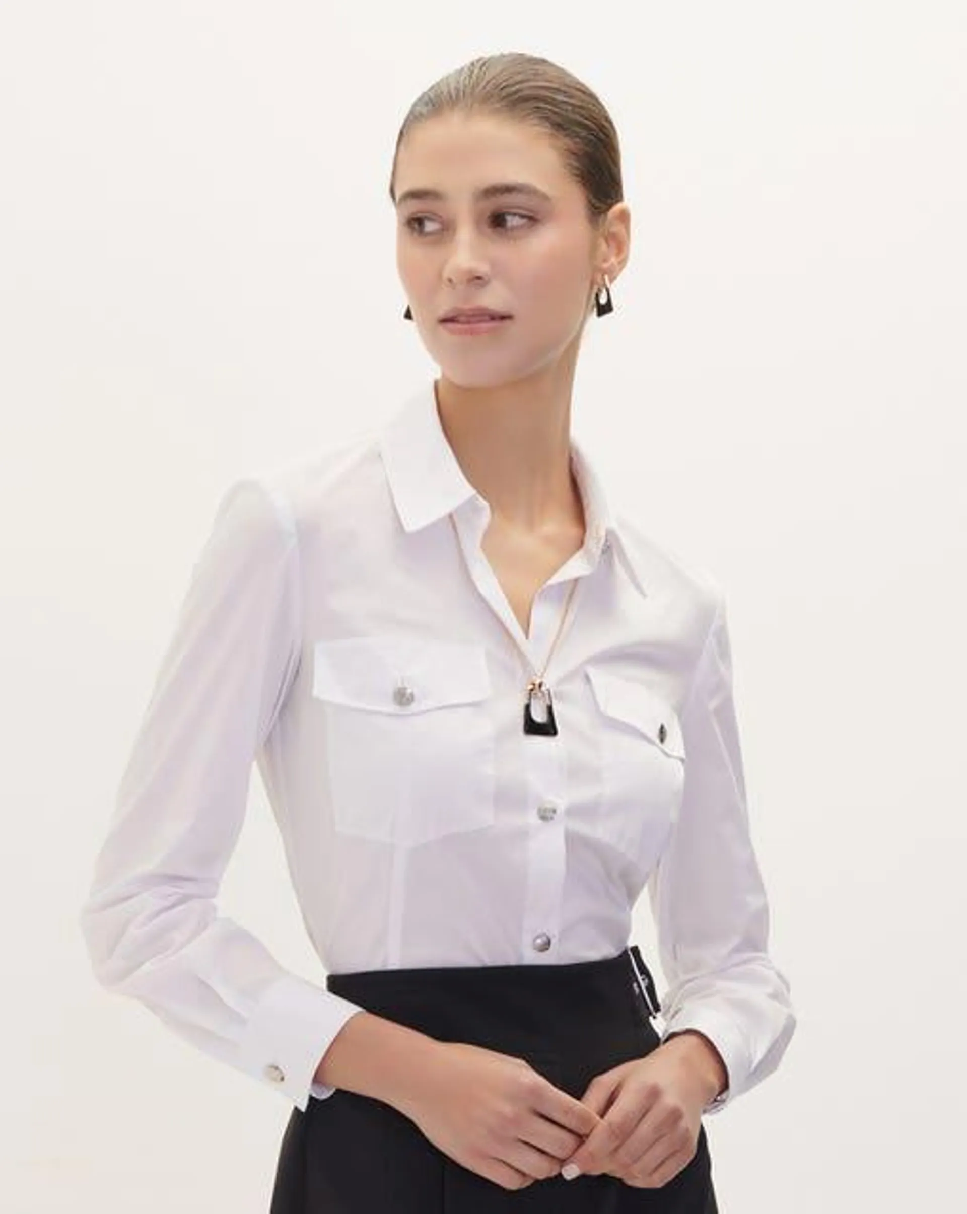 Camisa Blanca De Algodón Stretch