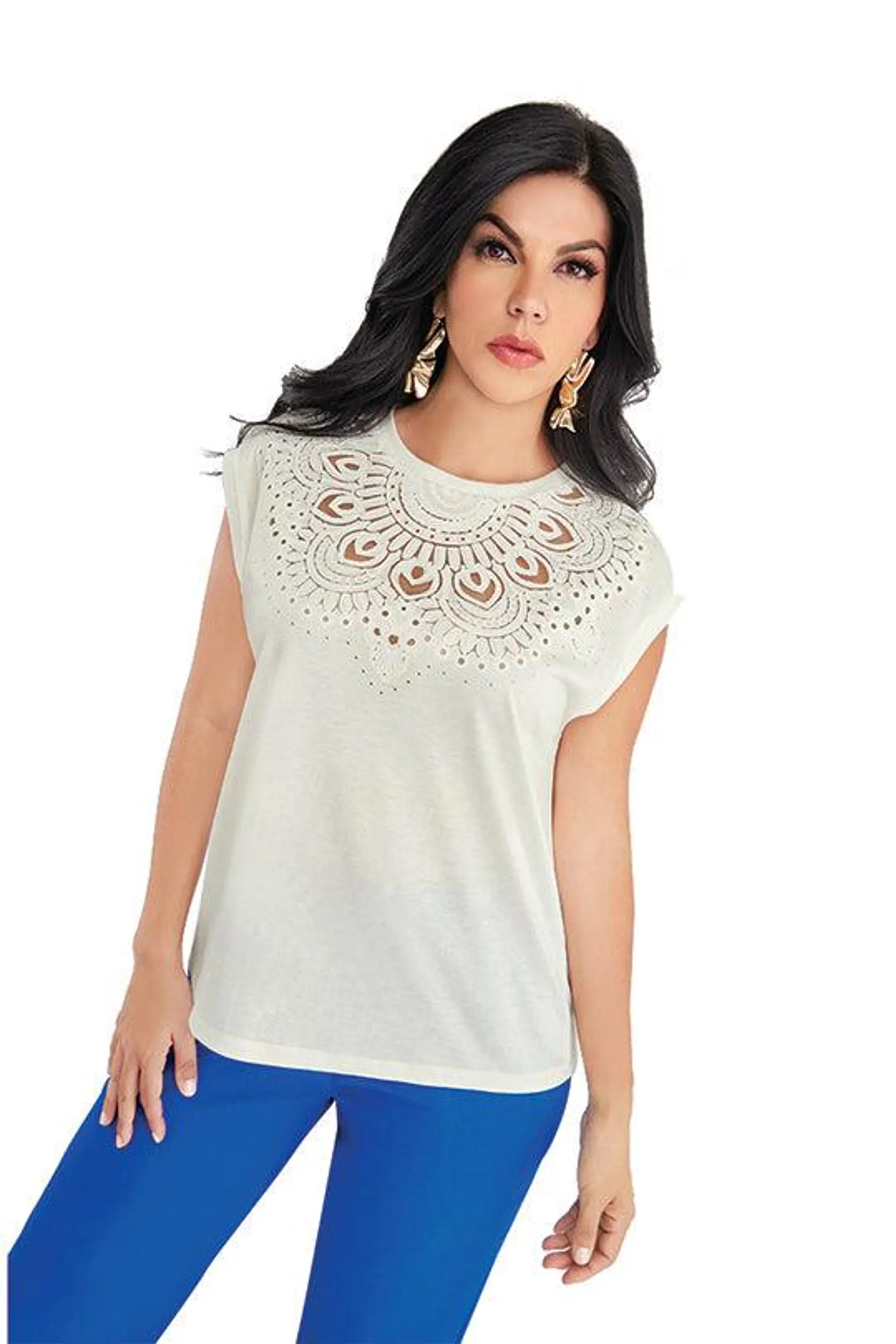 BLUSA BLANCO CON BORDADO 98936