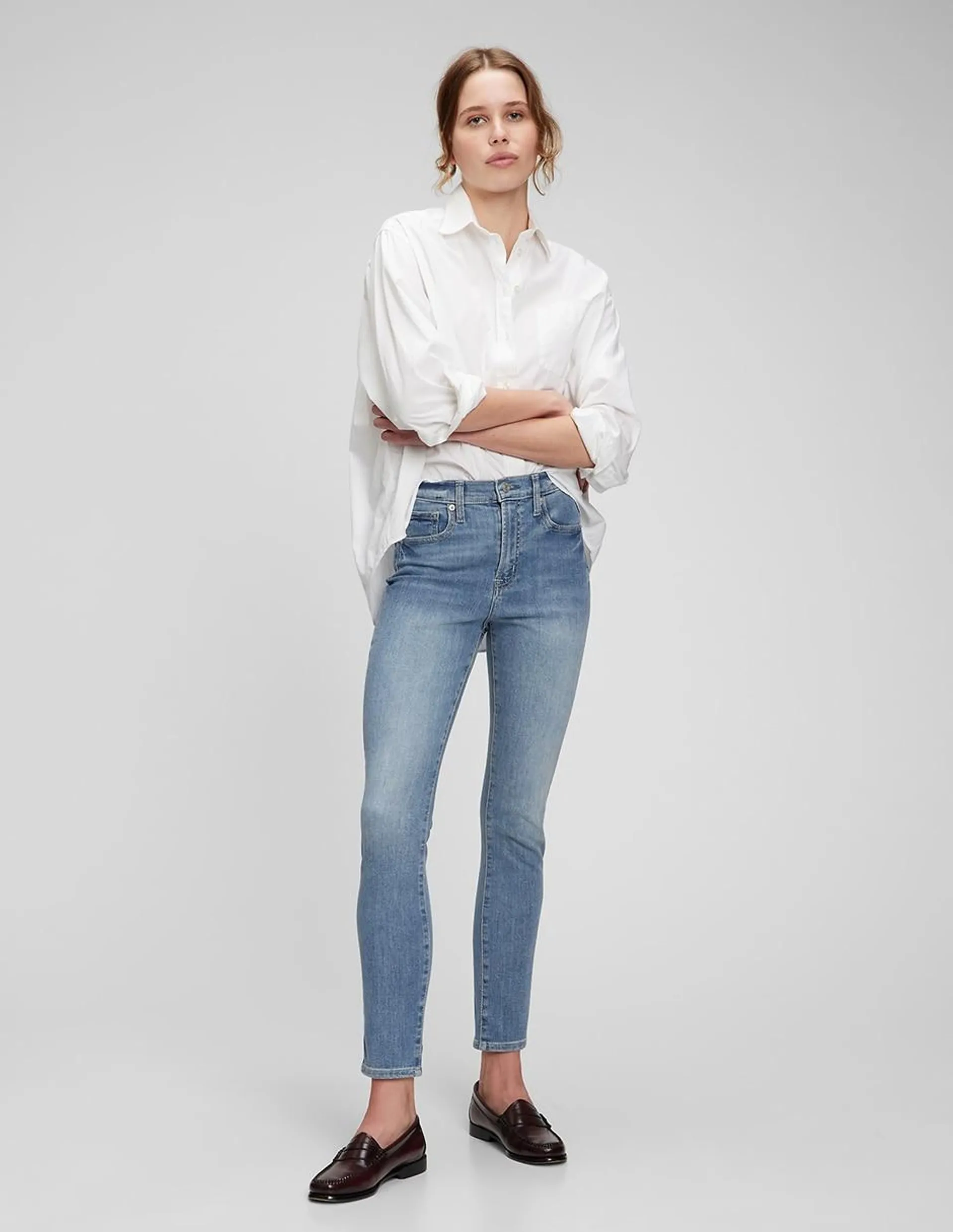 Jeans skinny corte cintura alta para mujer