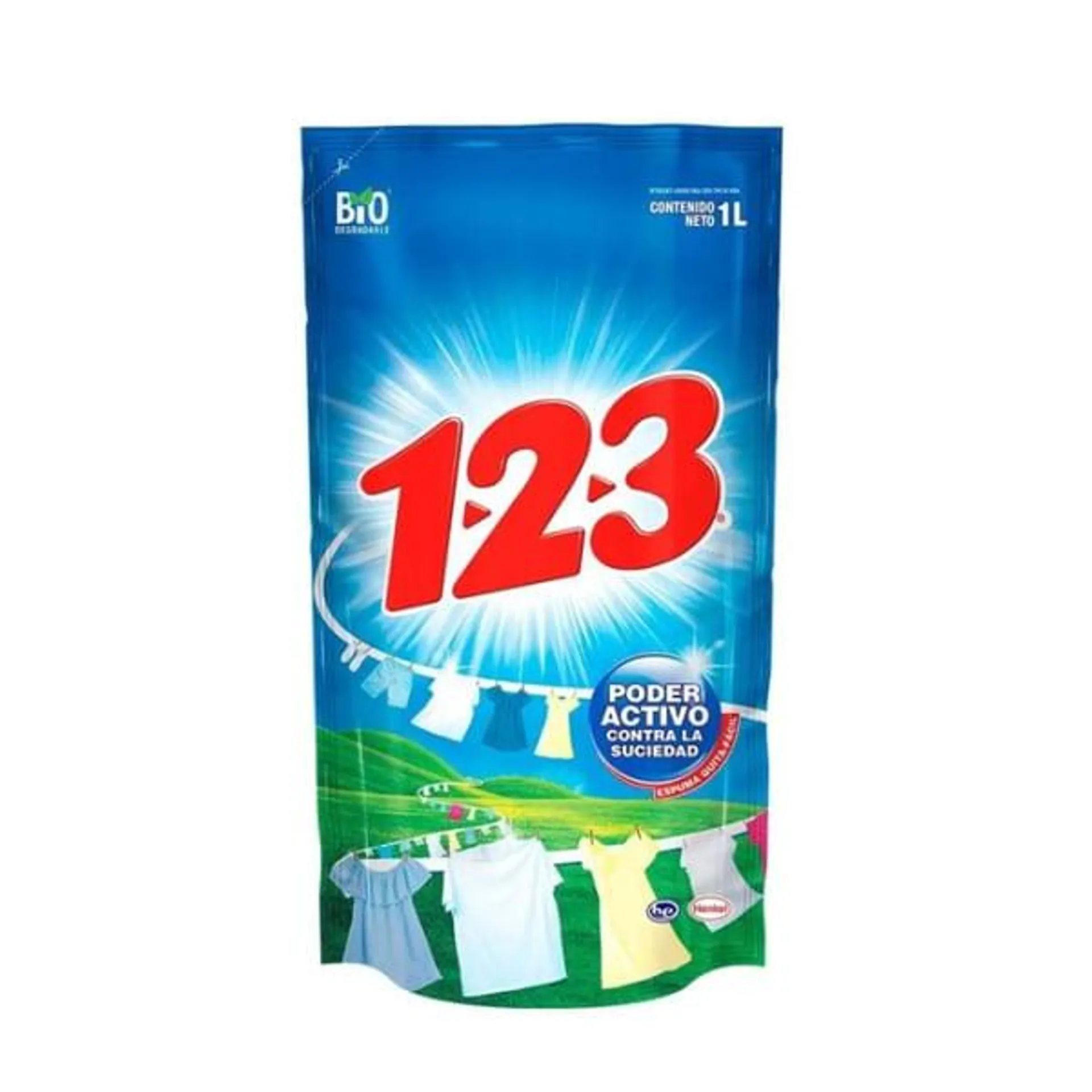 Detergente 123 liquido fresca blancura 1 lt