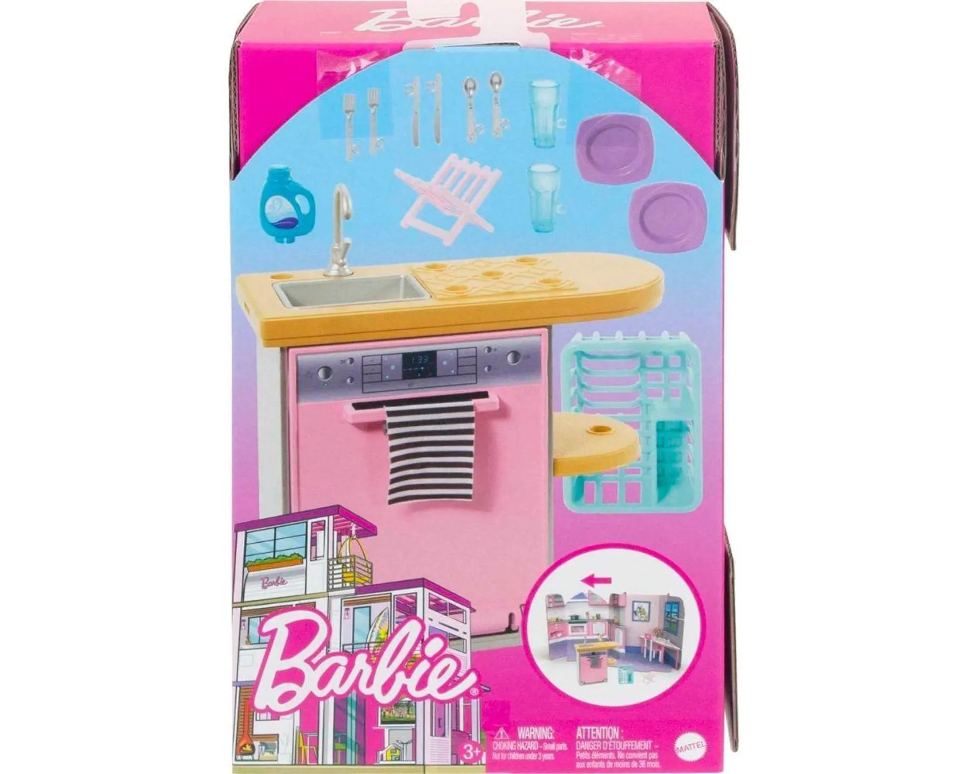 Barbie Muebles y accesorios, juego de decoración para casa de muñecas