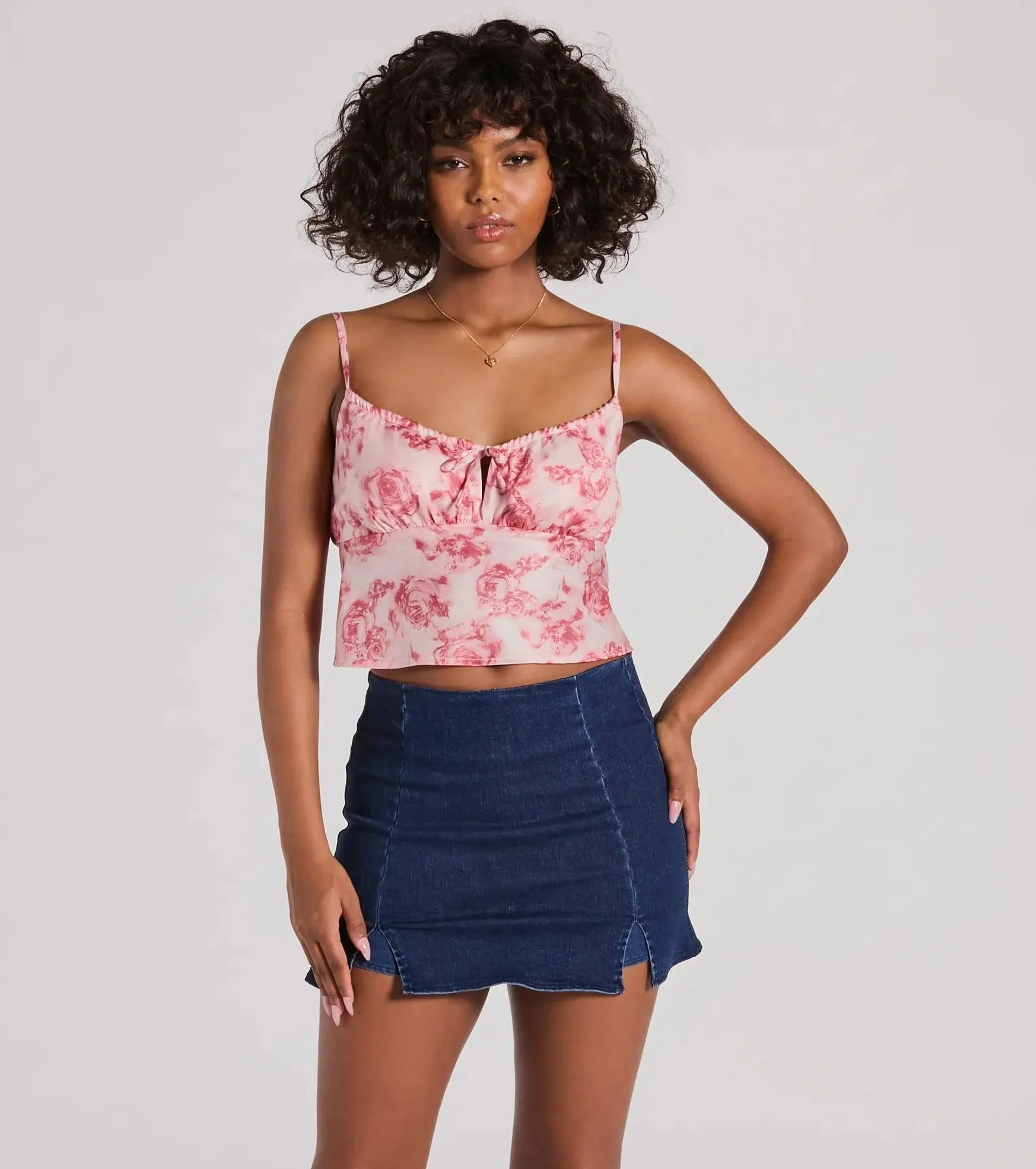 Blooming Beauty Sleeveless Floral Satin Crop Top